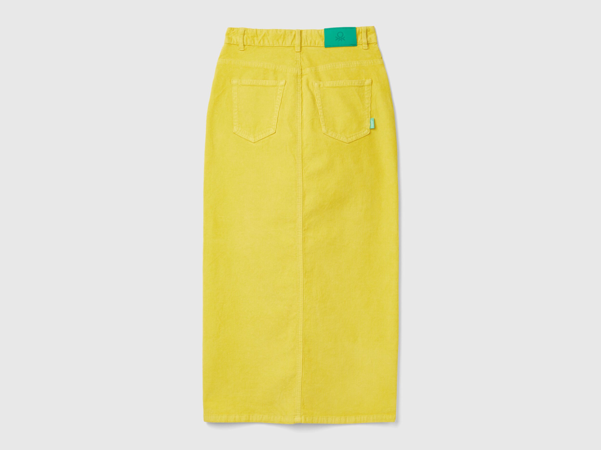 Long corduroy skirt Yellow Benetton