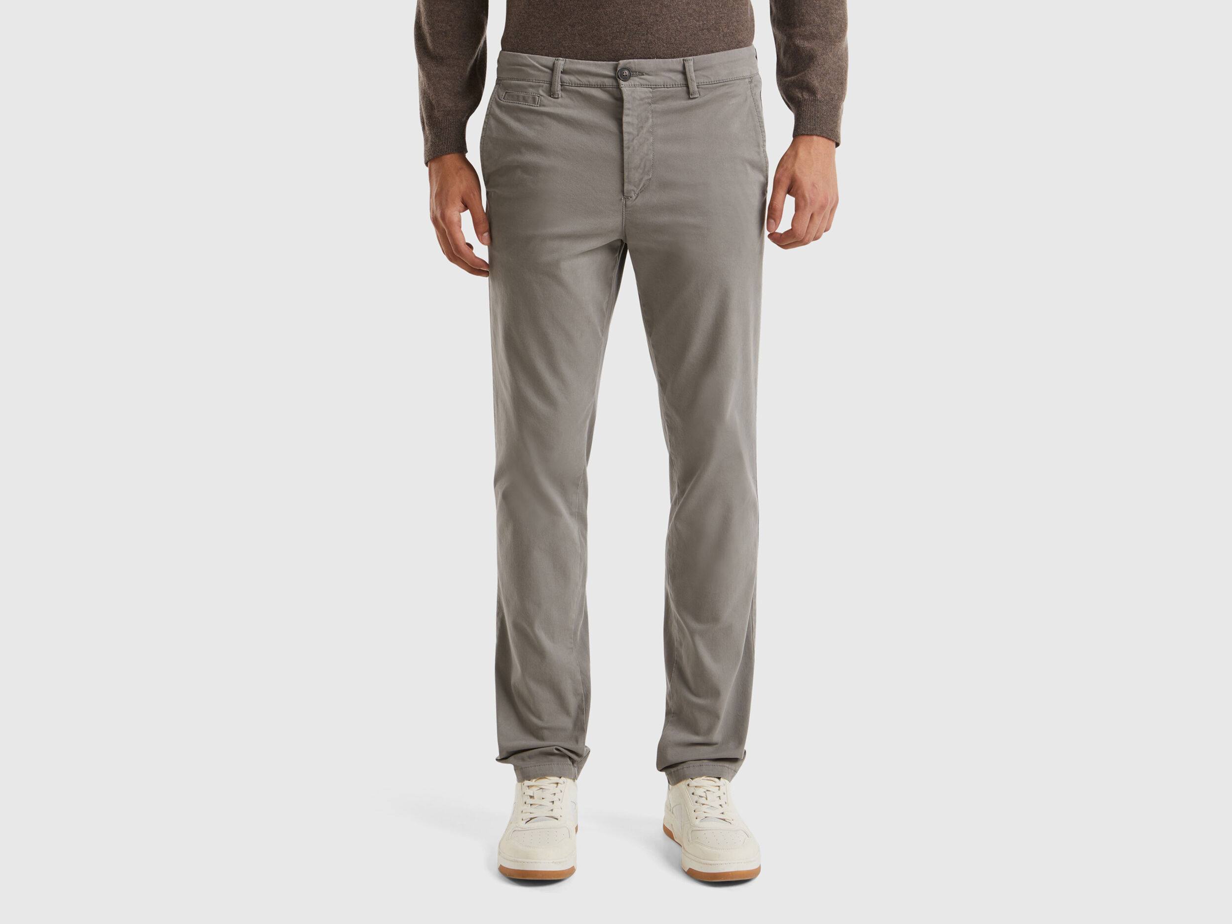 Gray slim fit chino - Gray | Benetton