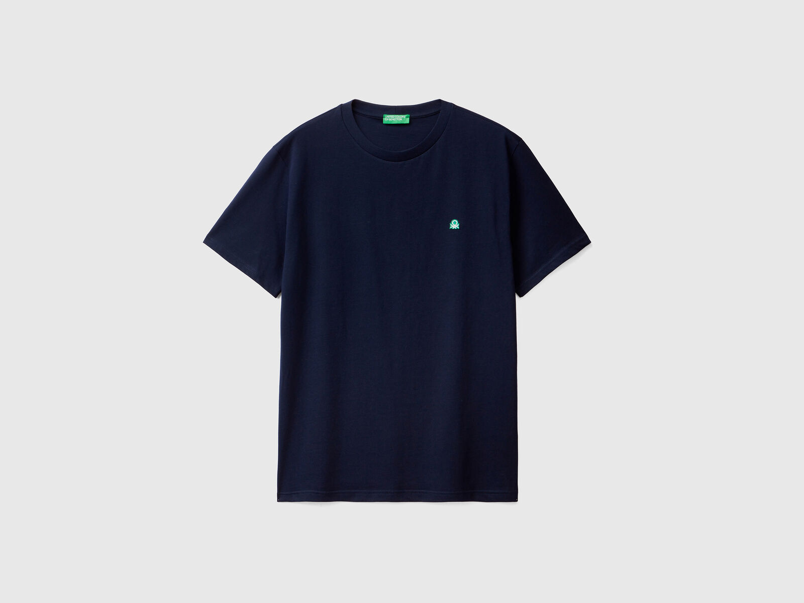 Benetton 100% Dark basic | - organic t-shirt Blue cotton
