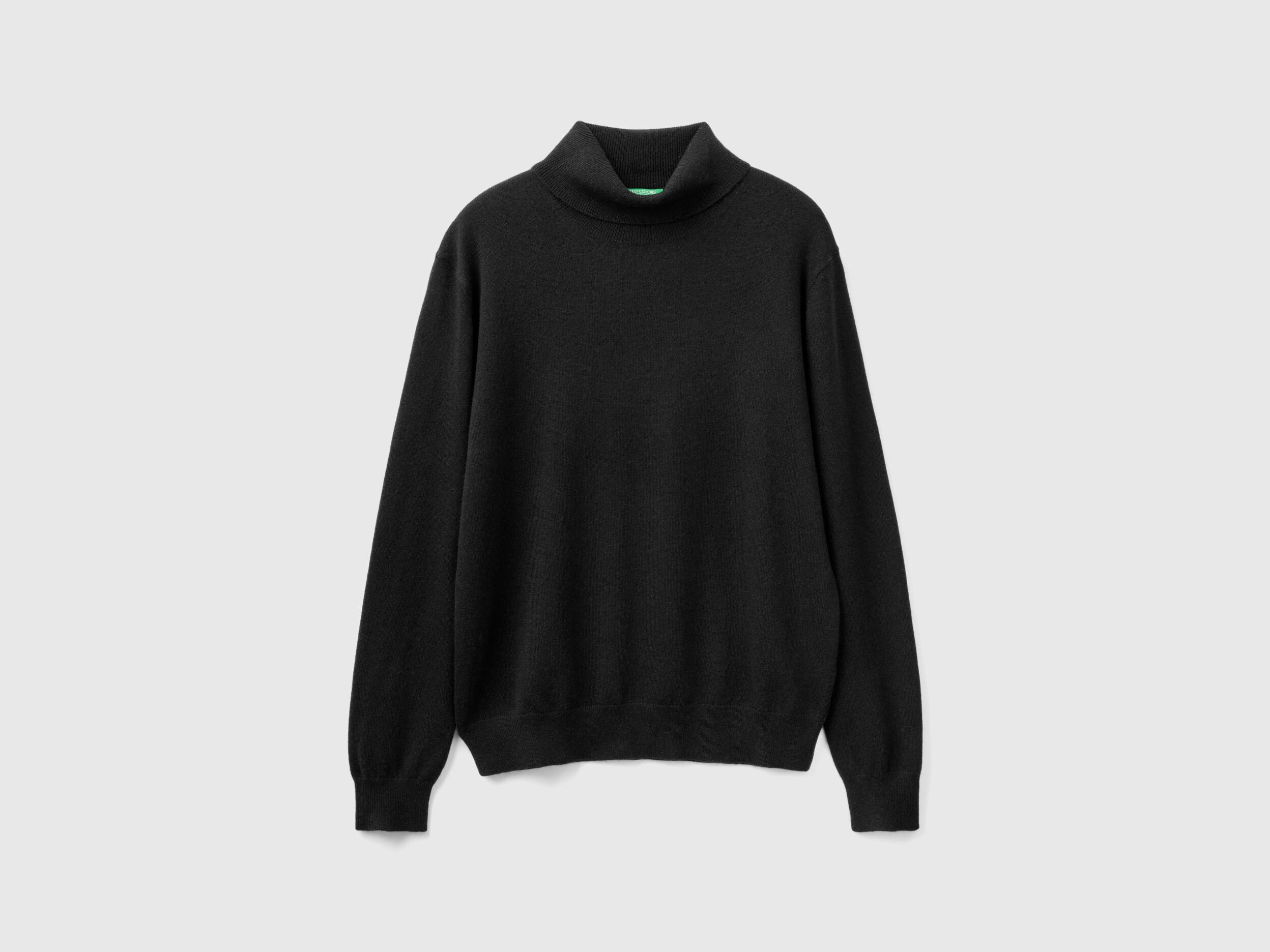 Black turtleneck in pure cashmere Black Benetton