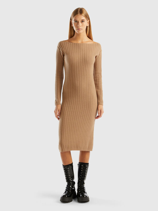 Knit dress with boat neck Women