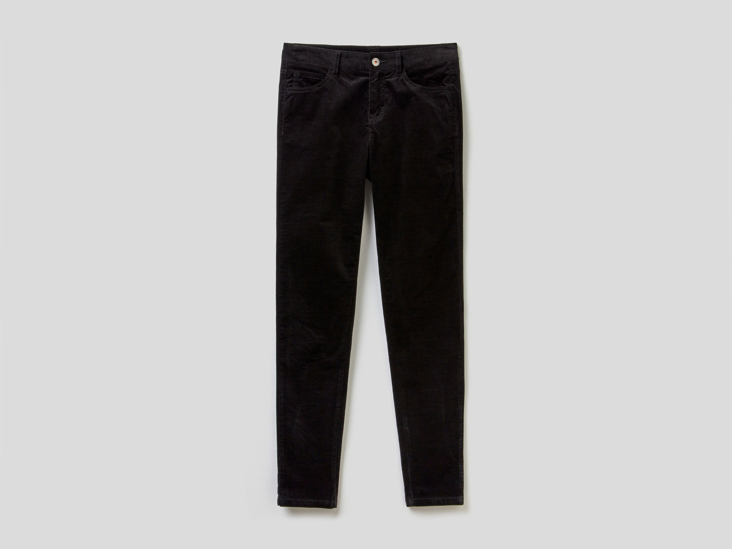 Five pocket velvet trousers Black Benetton