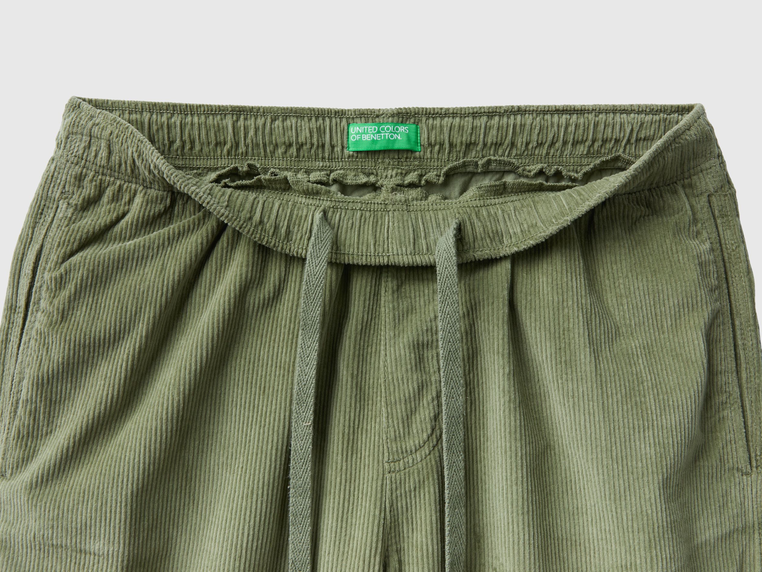 Velvet joggers with drawstring Military Green Benetton