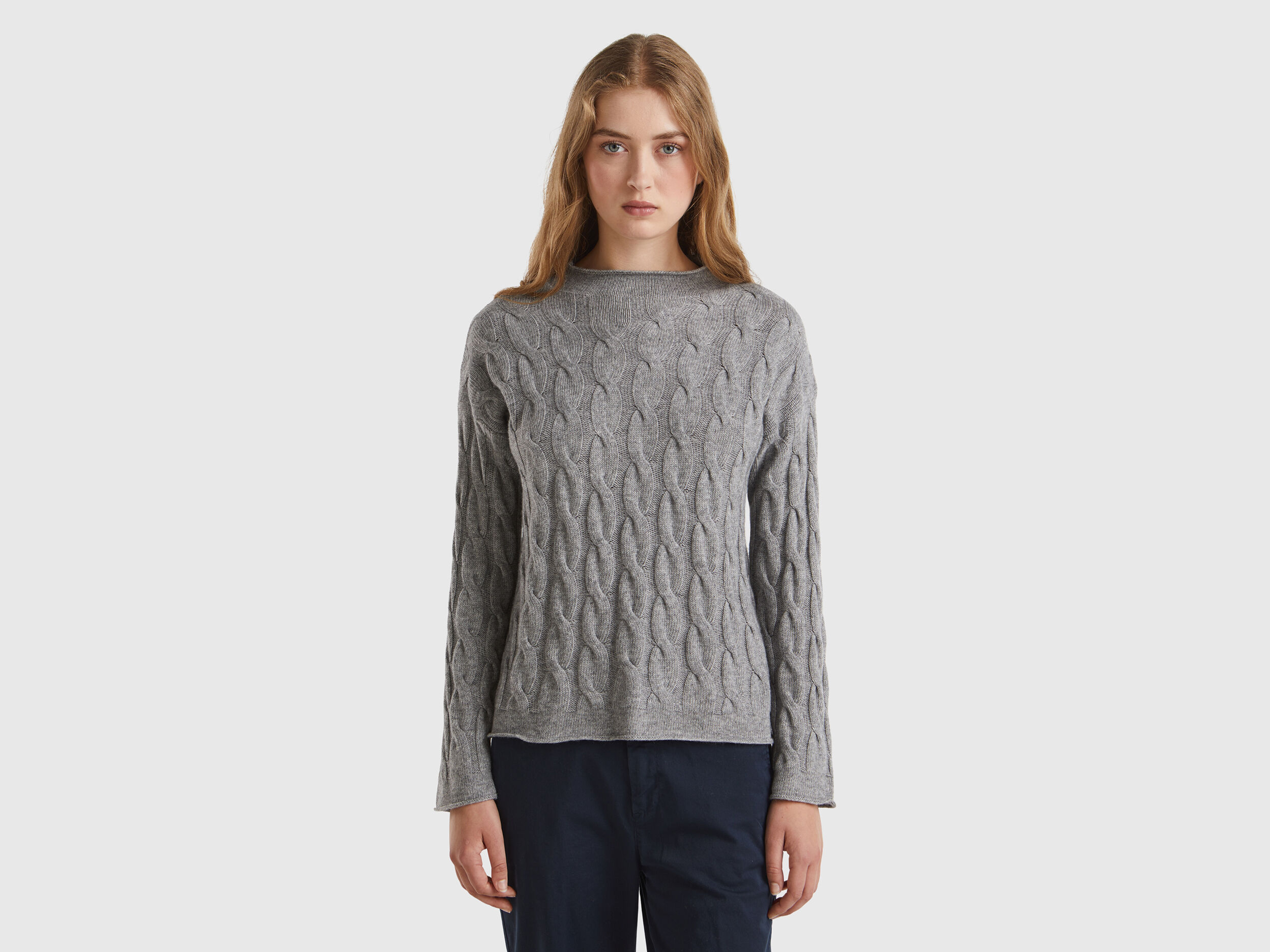 Gray cable knit sweater new arrivals
