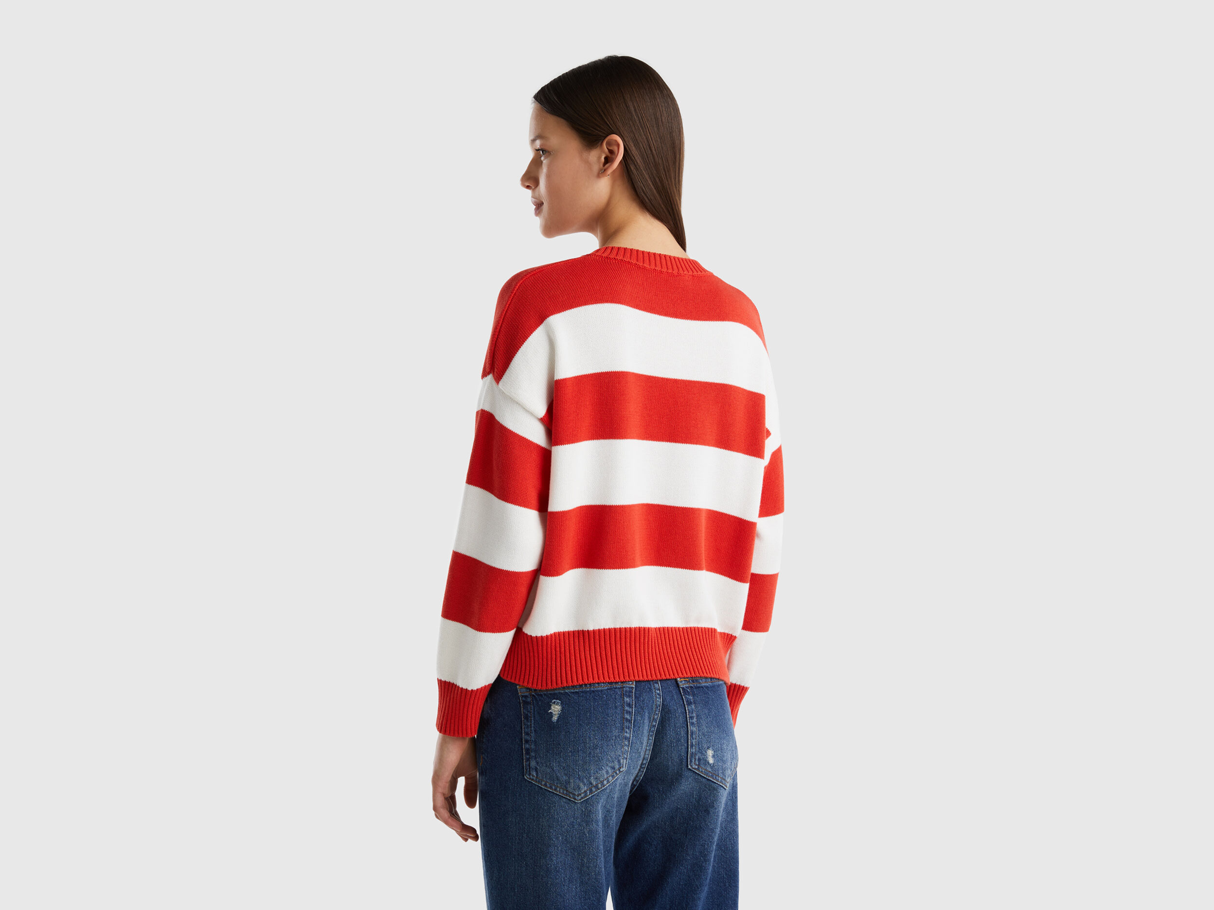 Benetton striped sweatshirt best sale