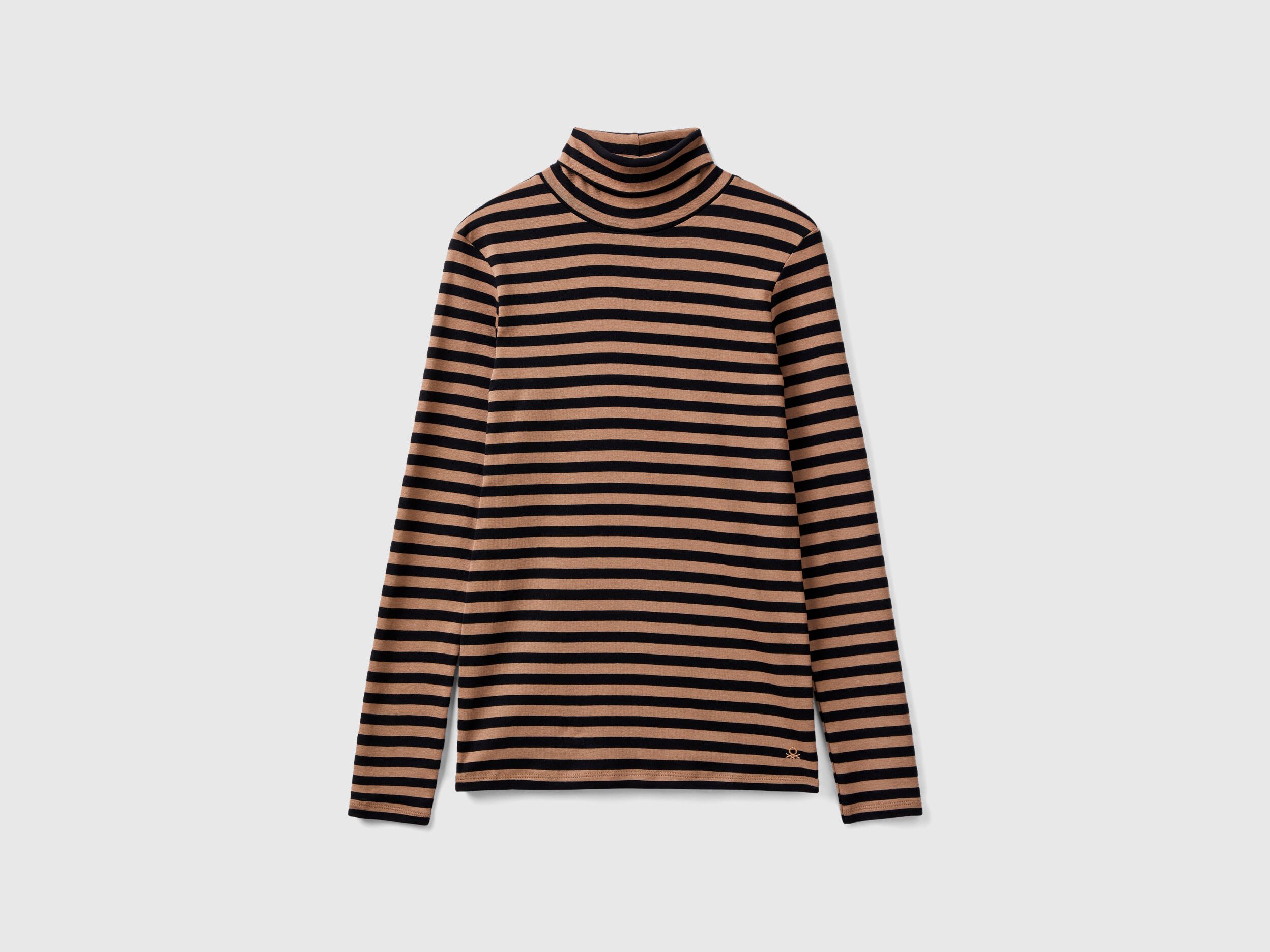 Striped turtleneck t shirt Camel Benetton