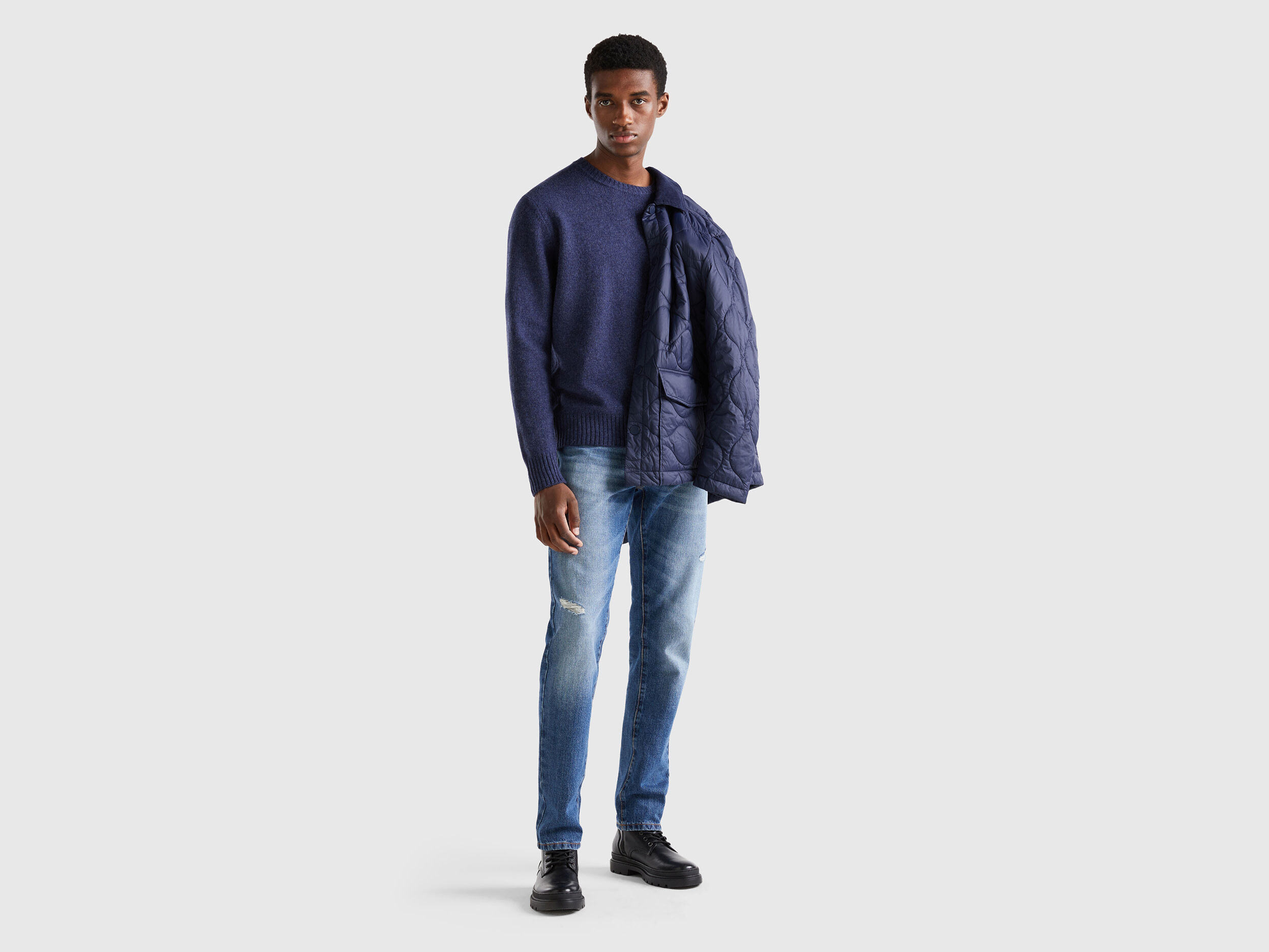 Sweater in Shetland wool Blue Benetton