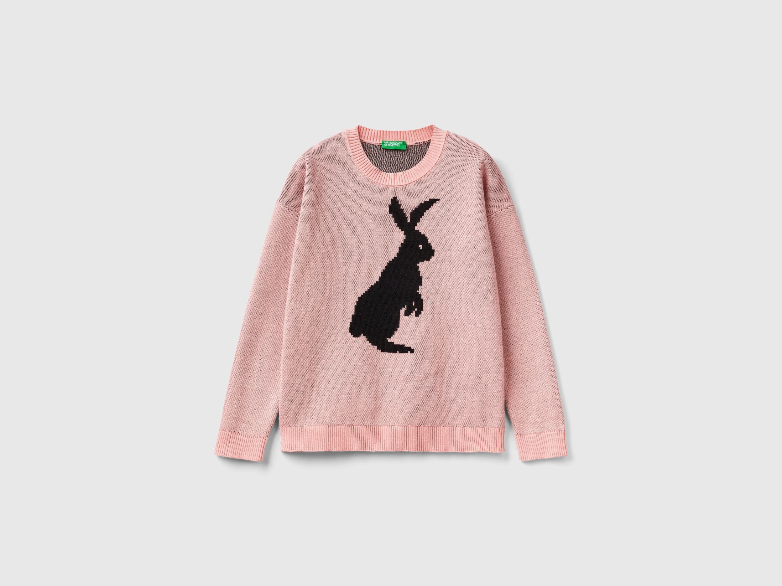 Sweater with bunny design Pink Benetton