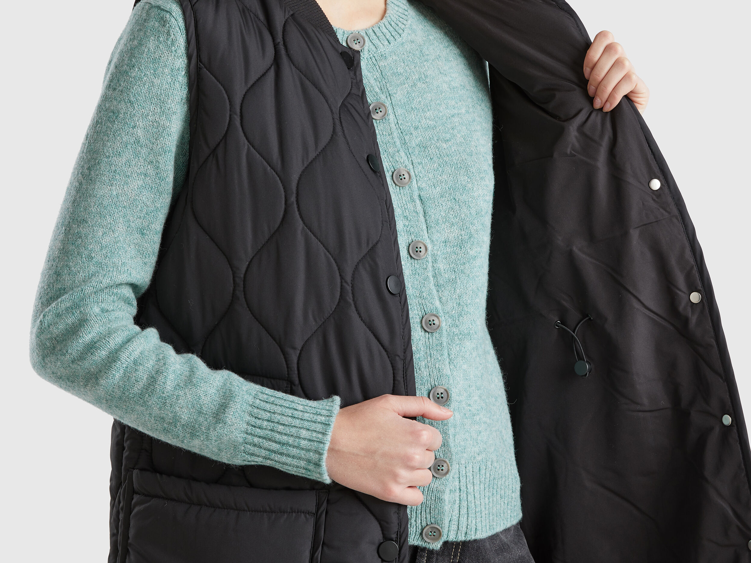 Long nylon vest - Black | Benetton