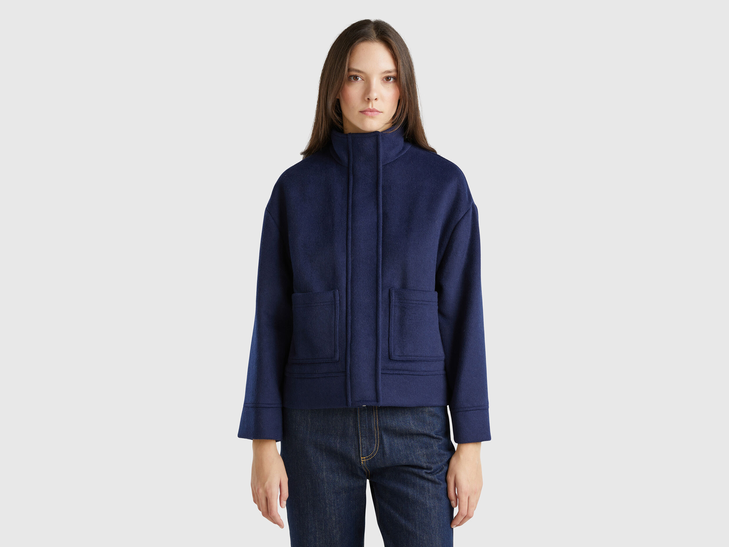 Jacket in recycled wool blend Dark Blue Benetton