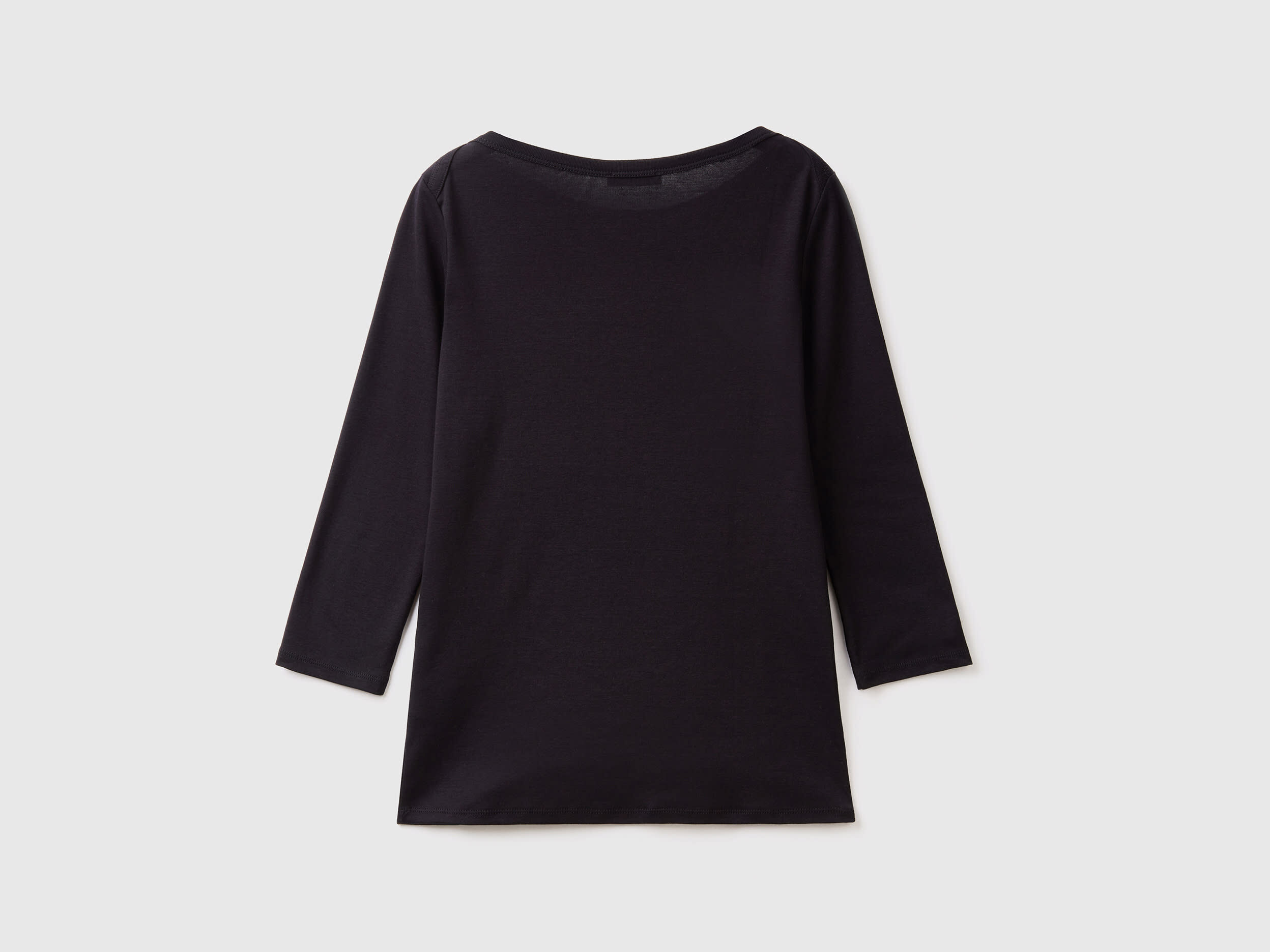 T-shirt with boat neck in 100% cotton - Black | Benetton