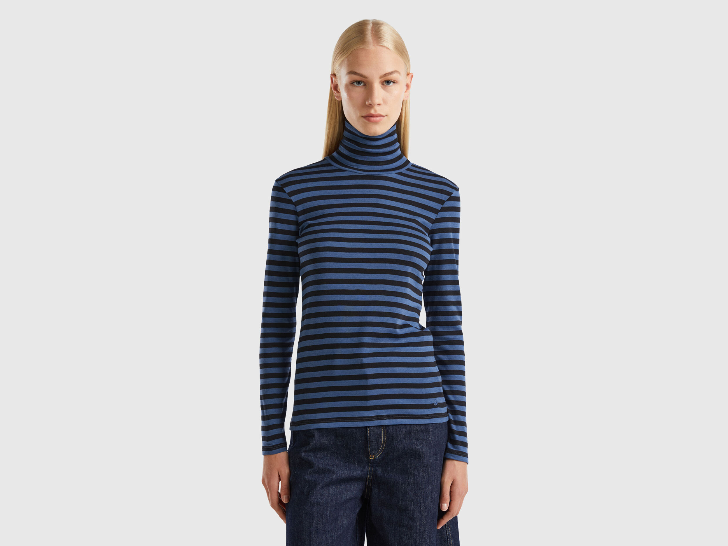 Blue deals striped turtleneck