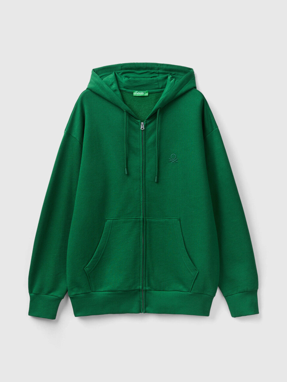 Warm hoodie with zip - Green | Benetton