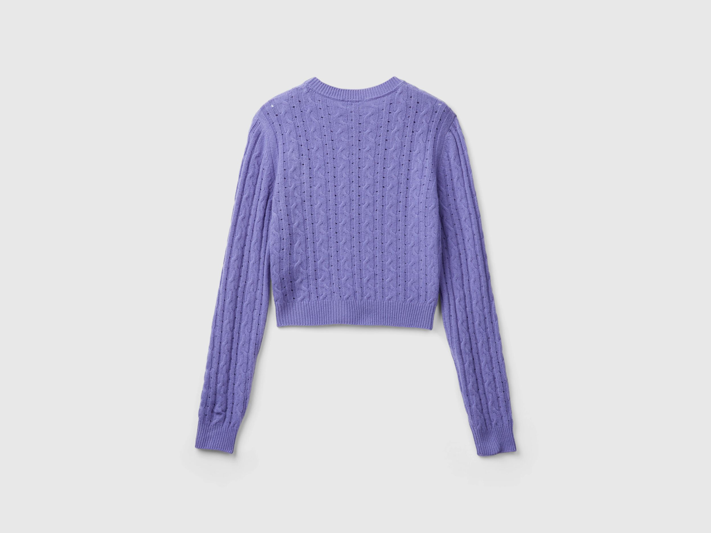 Washable Cashmere Silk Cable Knit Pullover - Top Gray