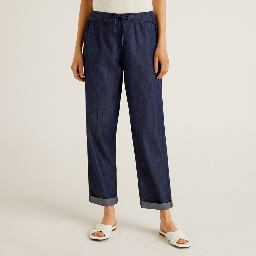 Trousers in chambray