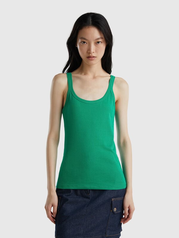 Camiseta de tirantes verde de 100 % algodón Mujer