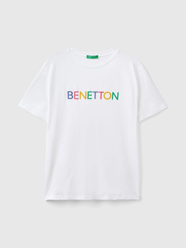 White t-shirt in organic cotton with logo Men