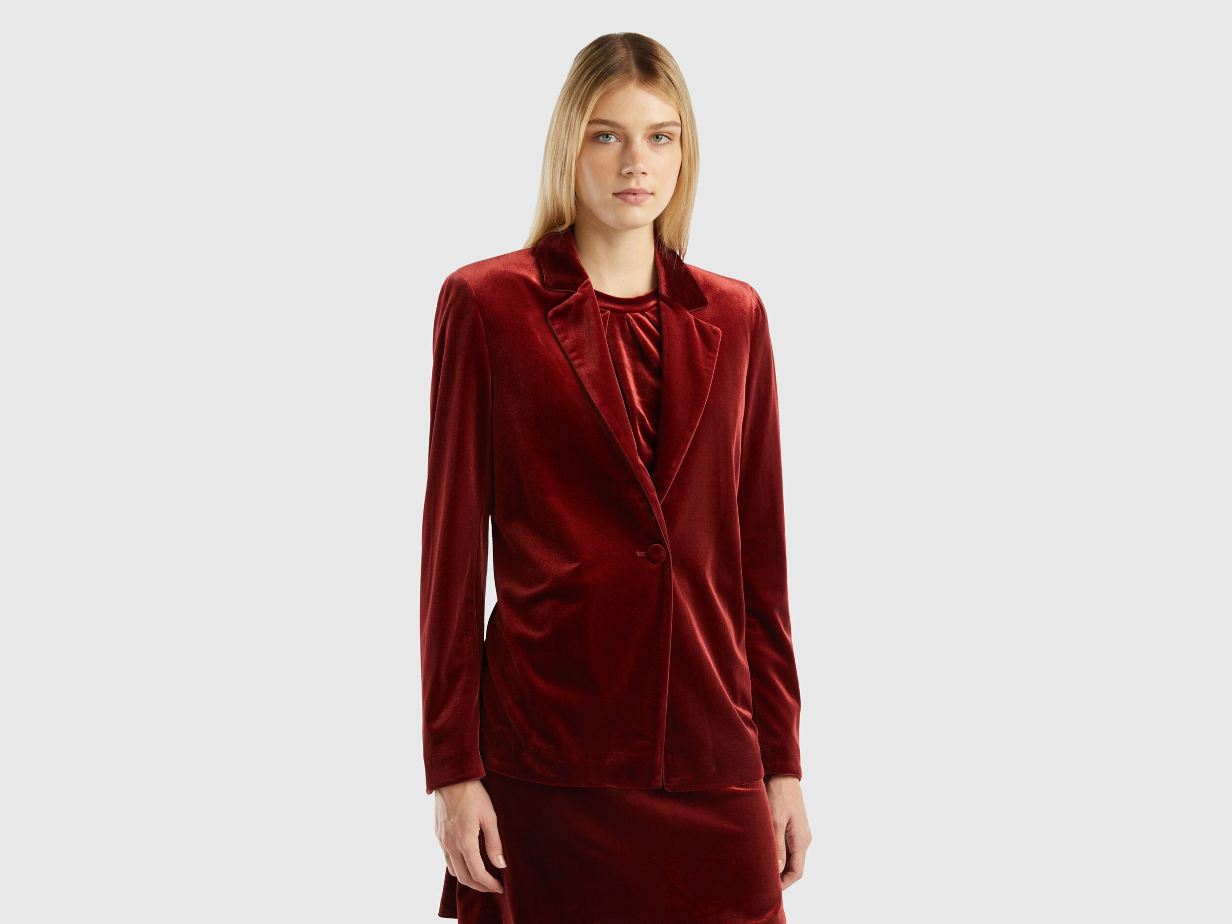 Smooth velvet blazer Burgundy Benetton
