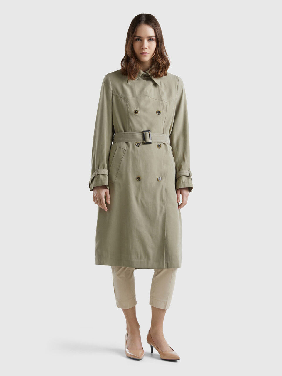 Benetton green coat store