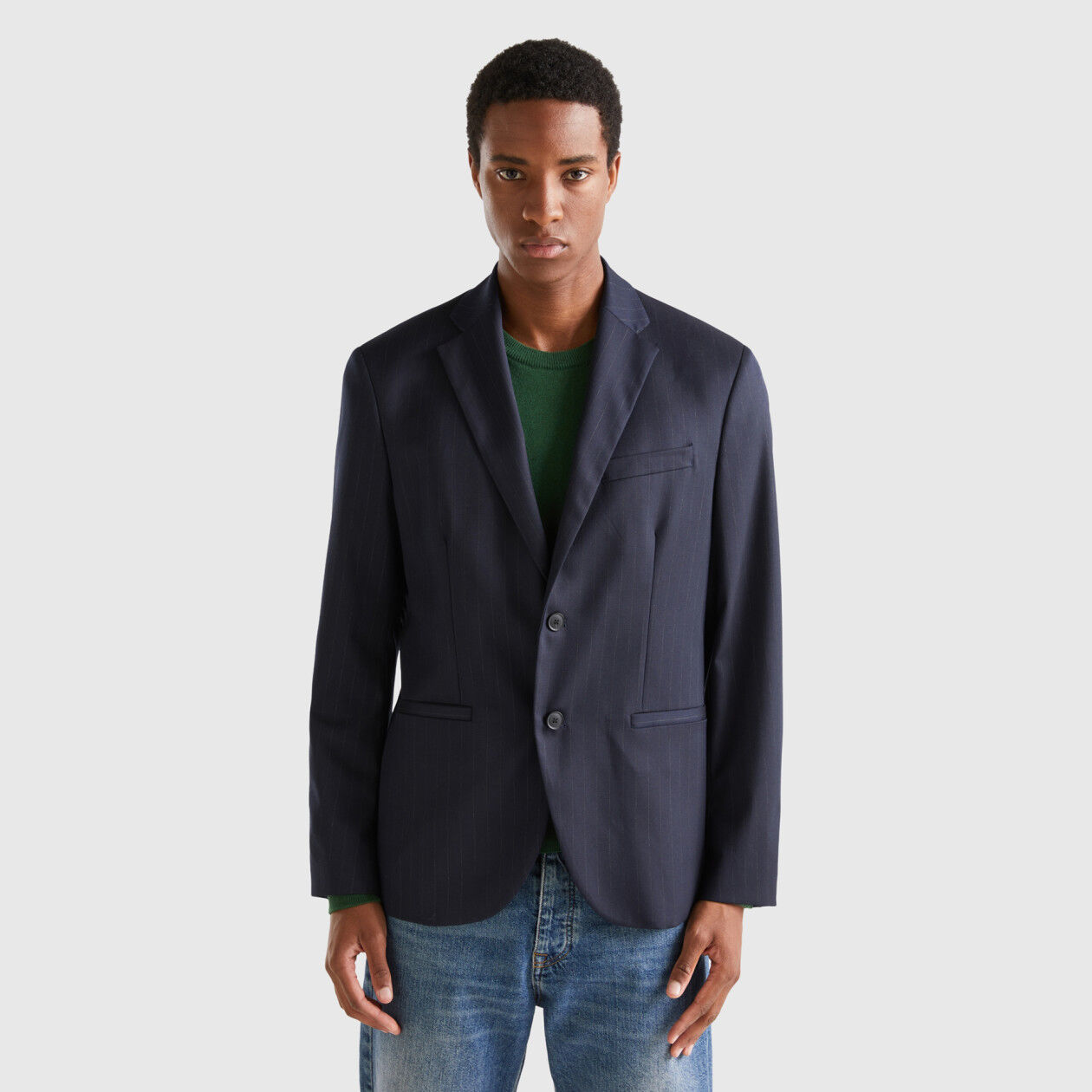 Blue pinstripe clearance blazer