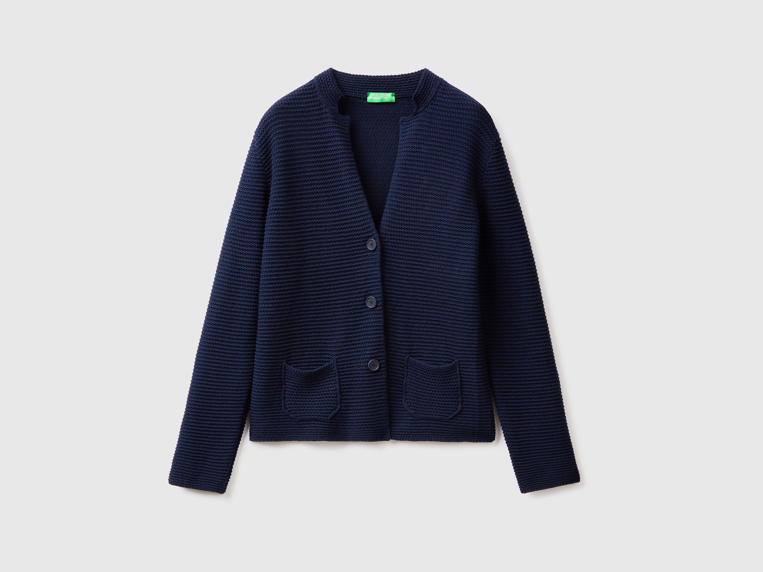 Blue knitted hotsell jacket