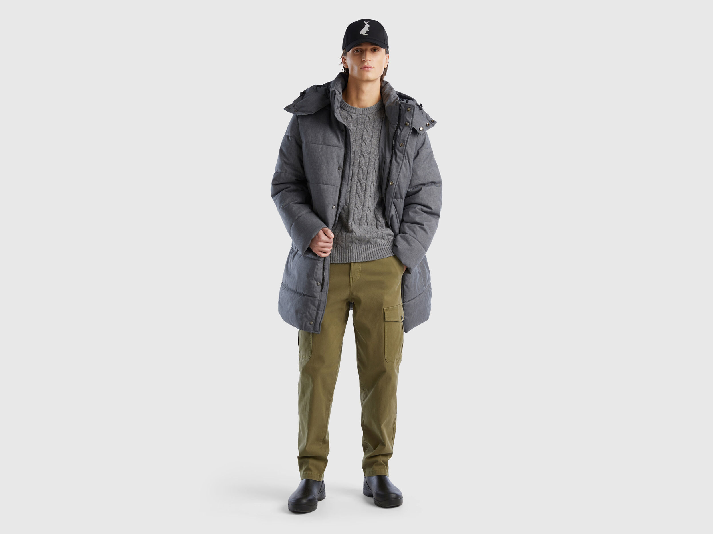Benetton longline duvet sale jacket with hood