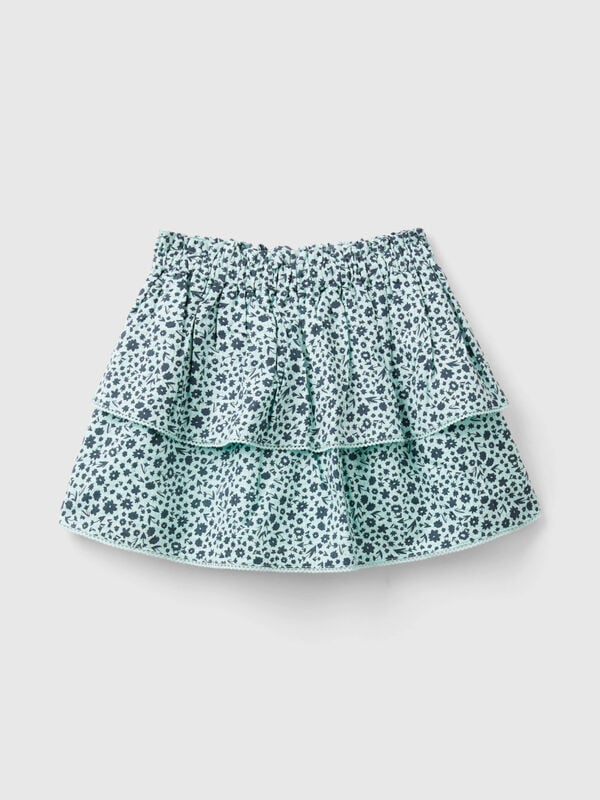 Flounced skirt with floral print Junior Girl