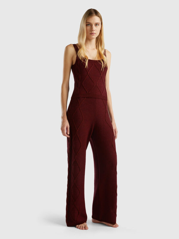 Knit trousers with cables and diamonds Women