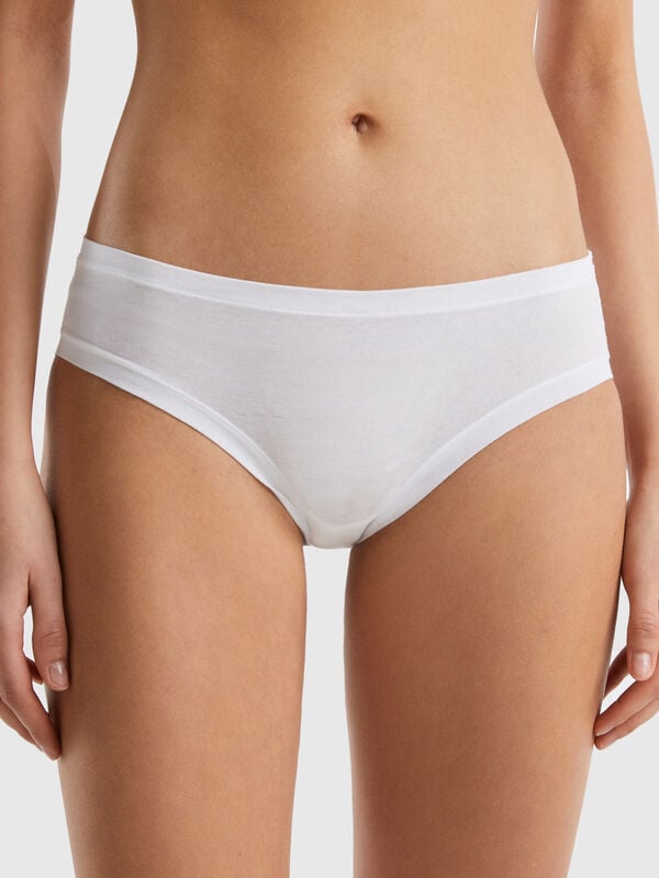 Pack of 2 pairs of Coton Plus Bio organic cotton midi knickers in white