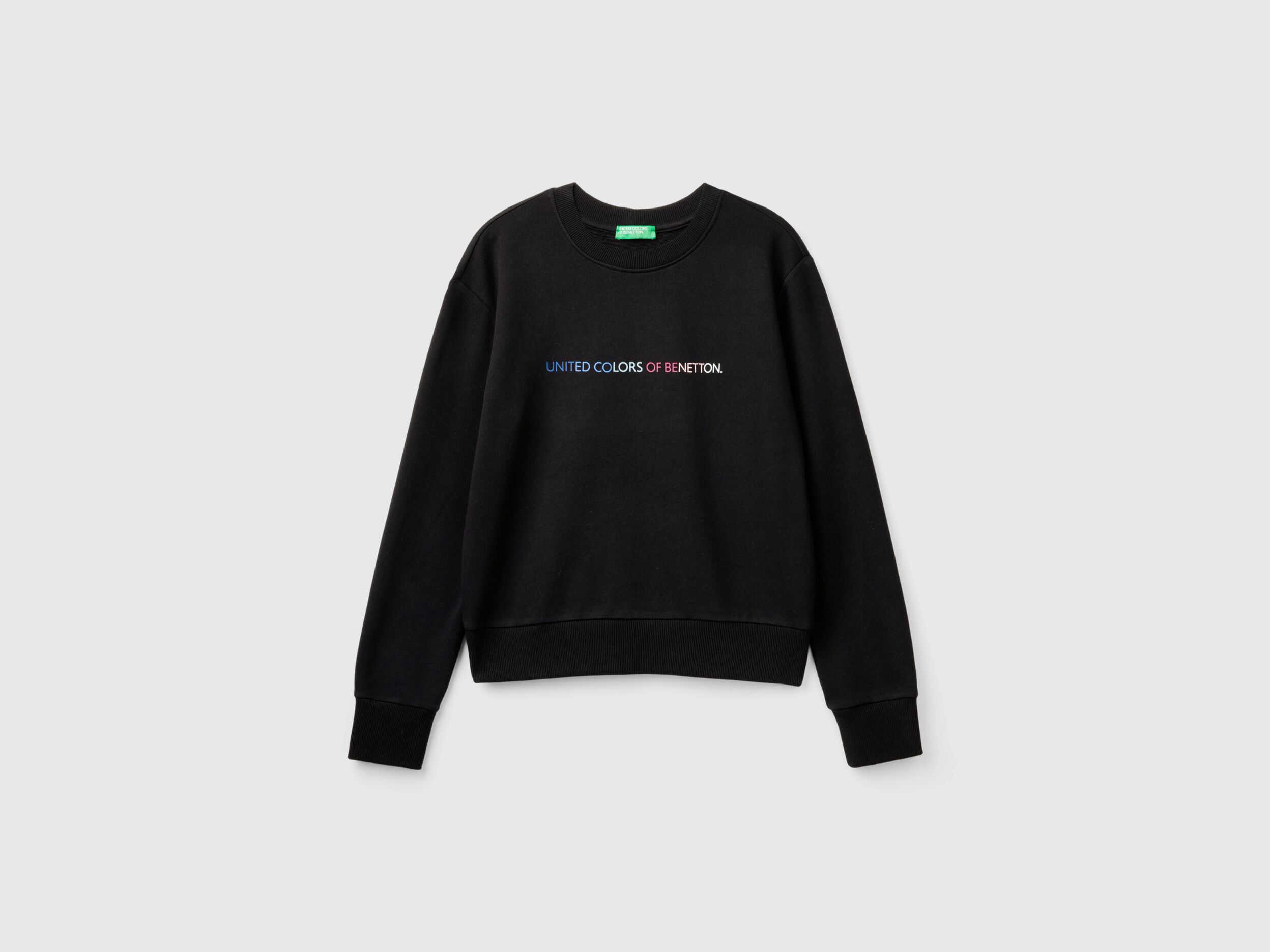 100 cotton sweatshirt with logo print Black Benetton