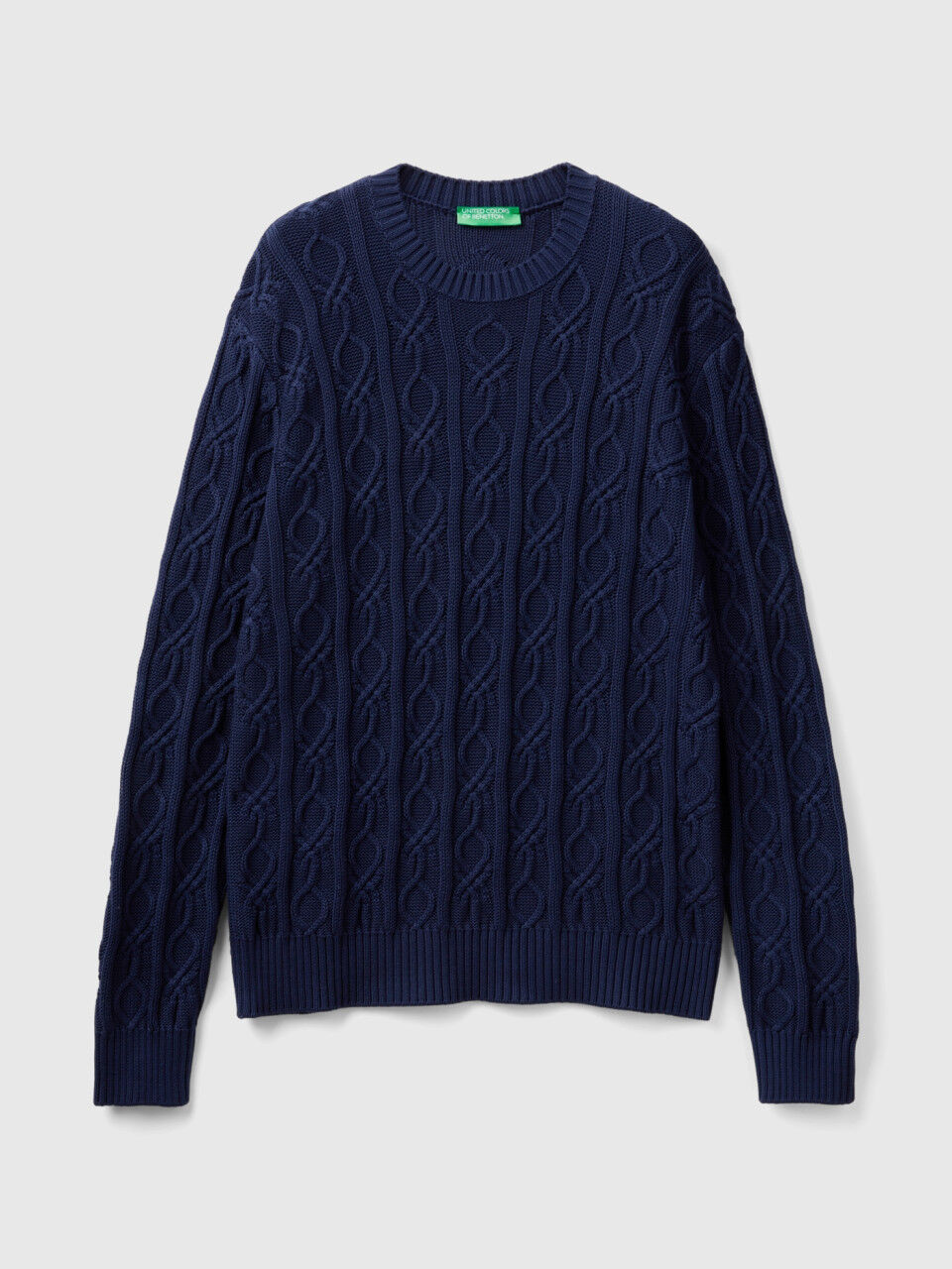 Monogram sweater in 100% cotton - Dark Blue | Benetton