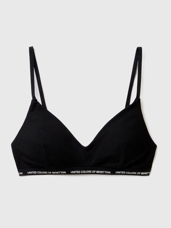 Buy online Solid Black Cotton Bra from lingerie for Women by