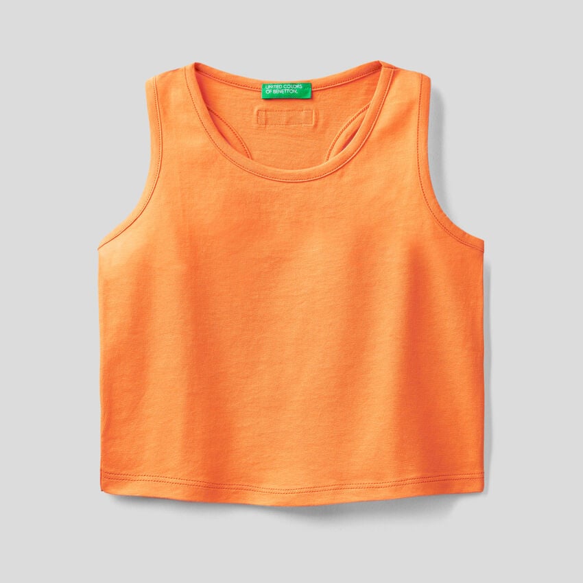 Cropped tank top in pure organic cotton