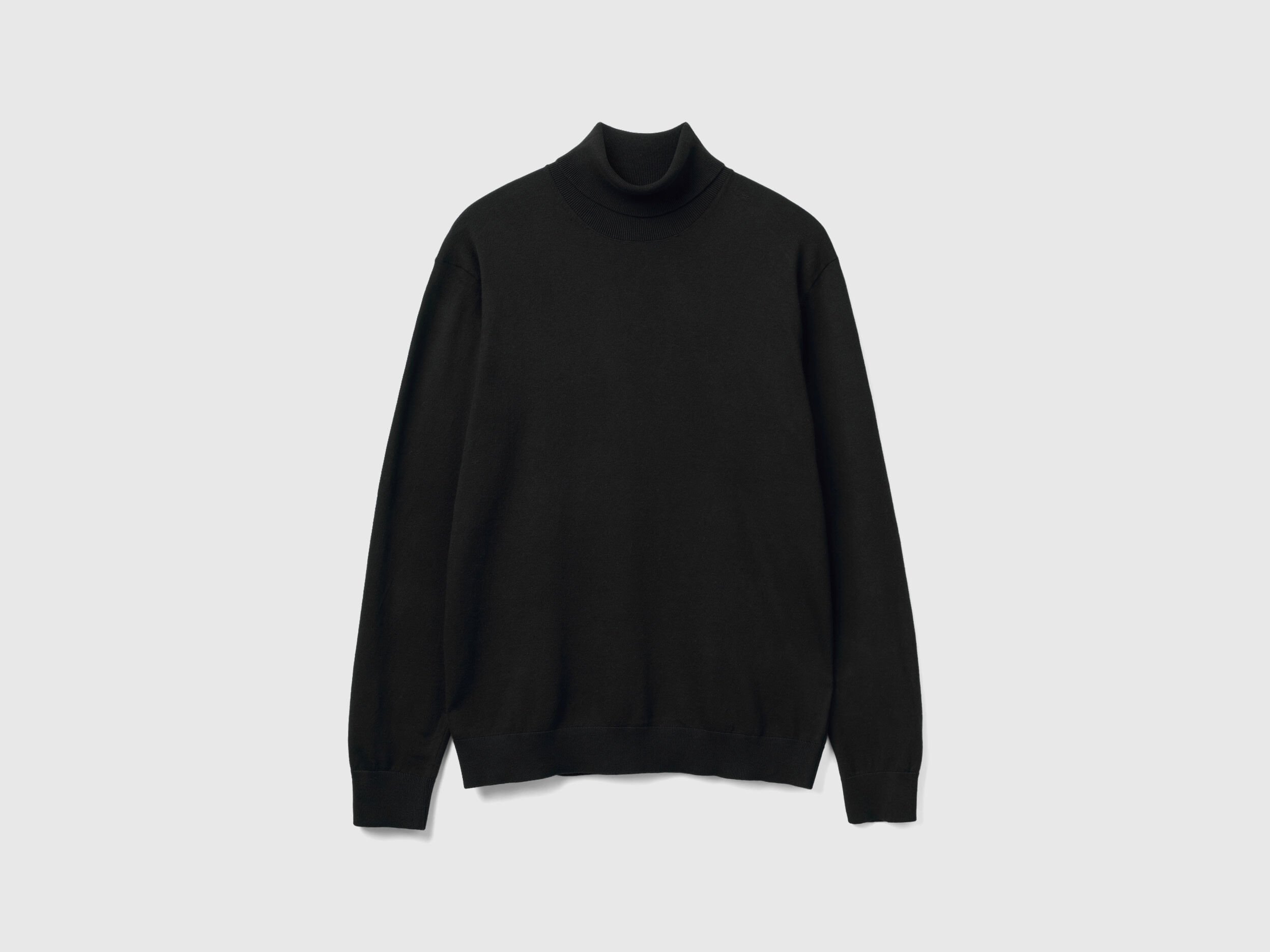 Turtleneck in lightweight cotton blend Black Benetton