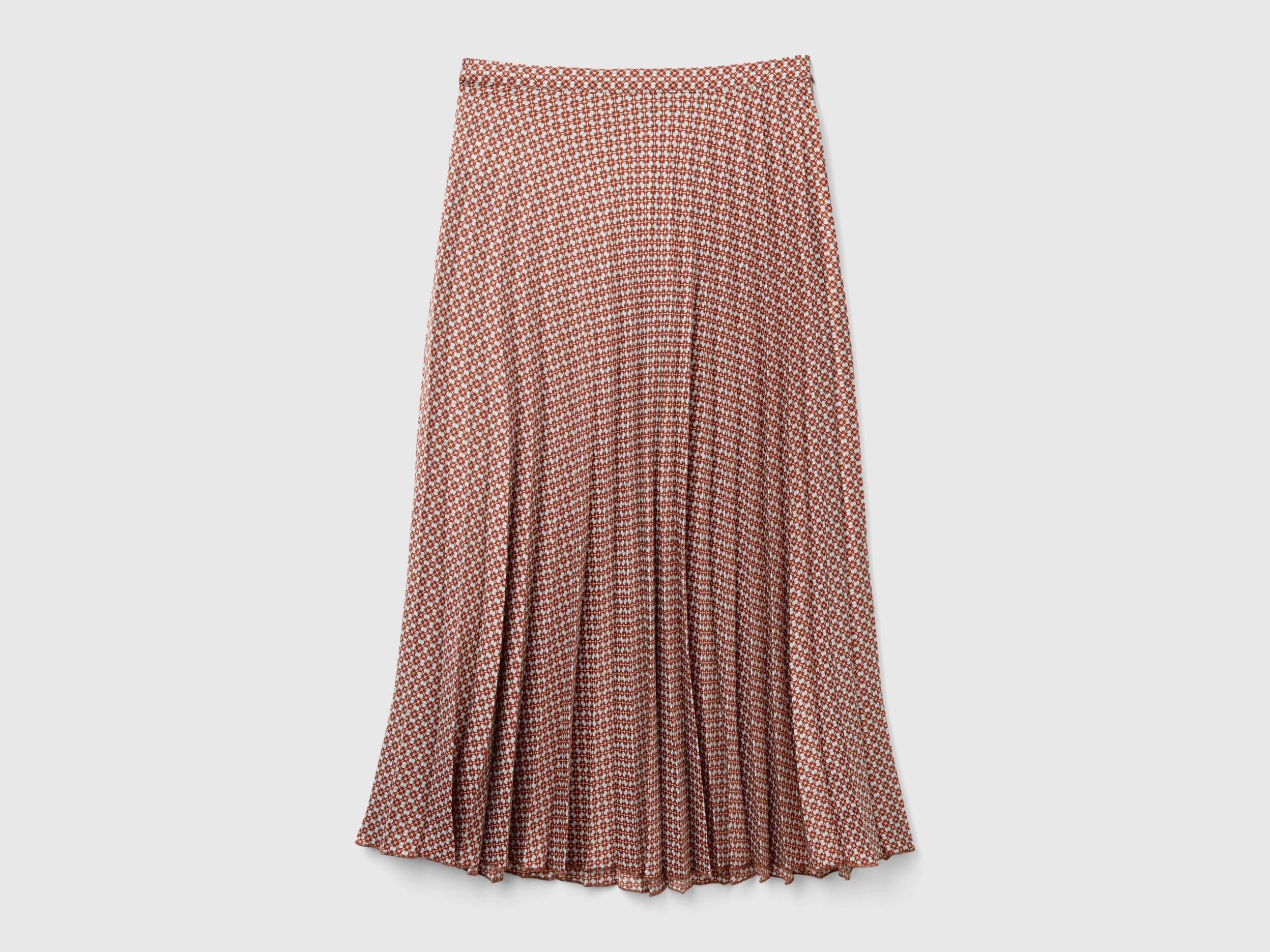 Pleated skirt with geometric pattern - Multi-color | Benetton