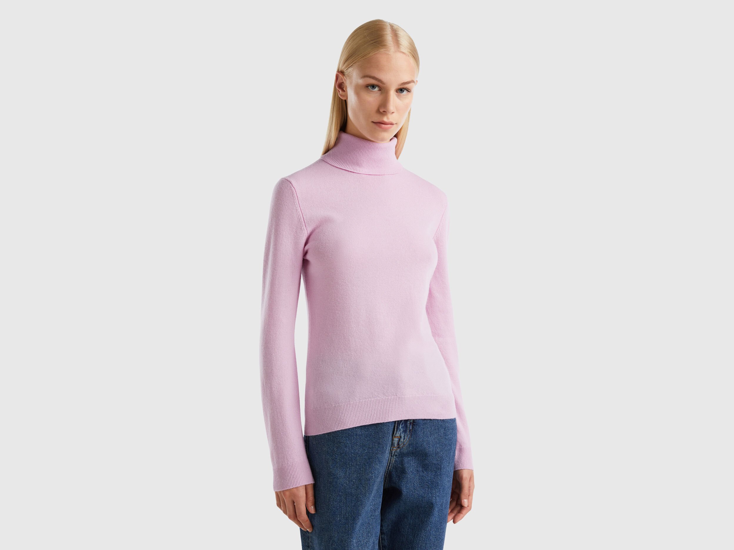 Lilac turtleneck in pure Merino wool Lilac Benetton