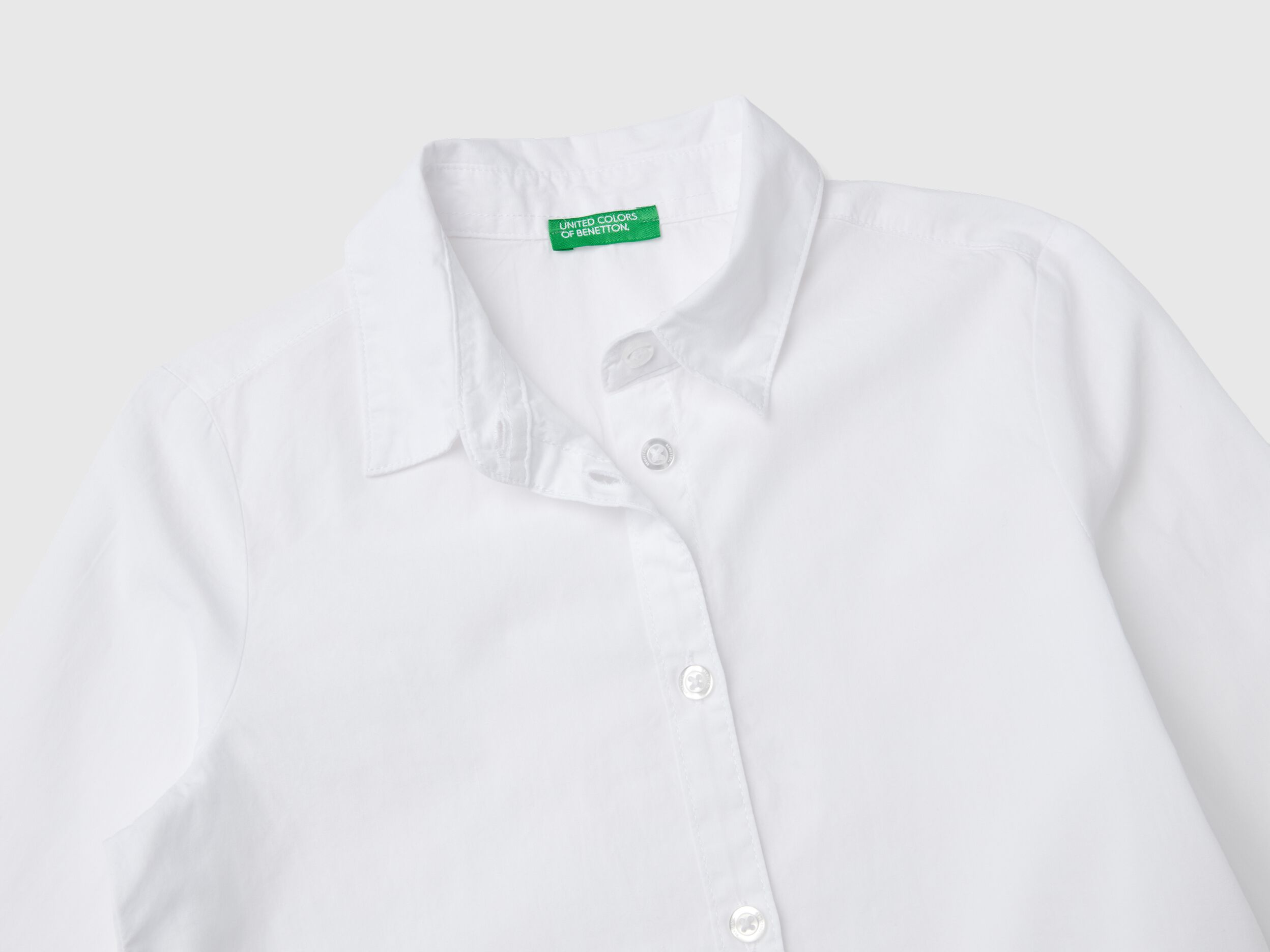 Camisa blanca en puro algodom Blanco Benetton
