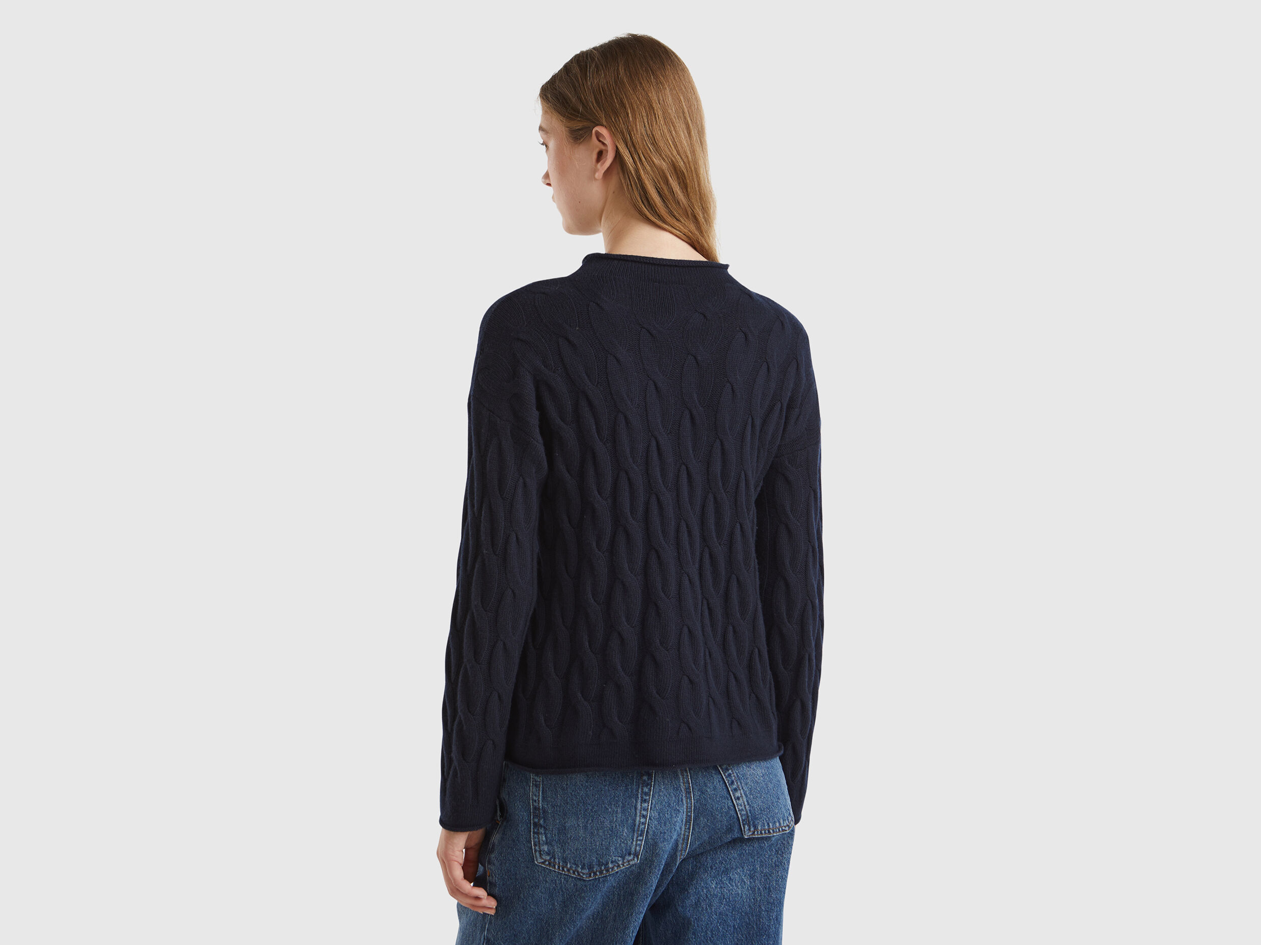 Navy cable knit sweater womens cheap