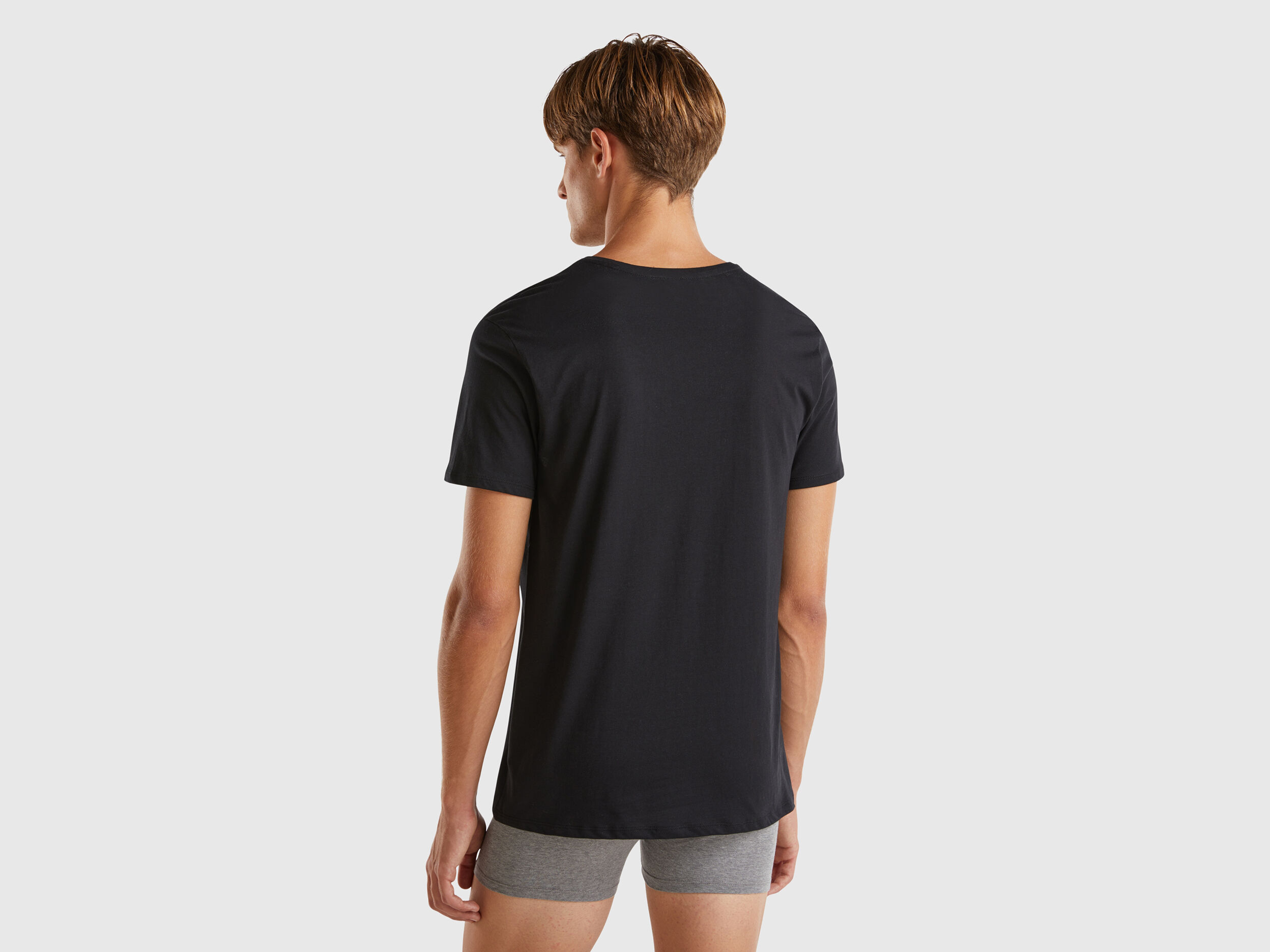 Long fiber cotton t shirt Black Benetton