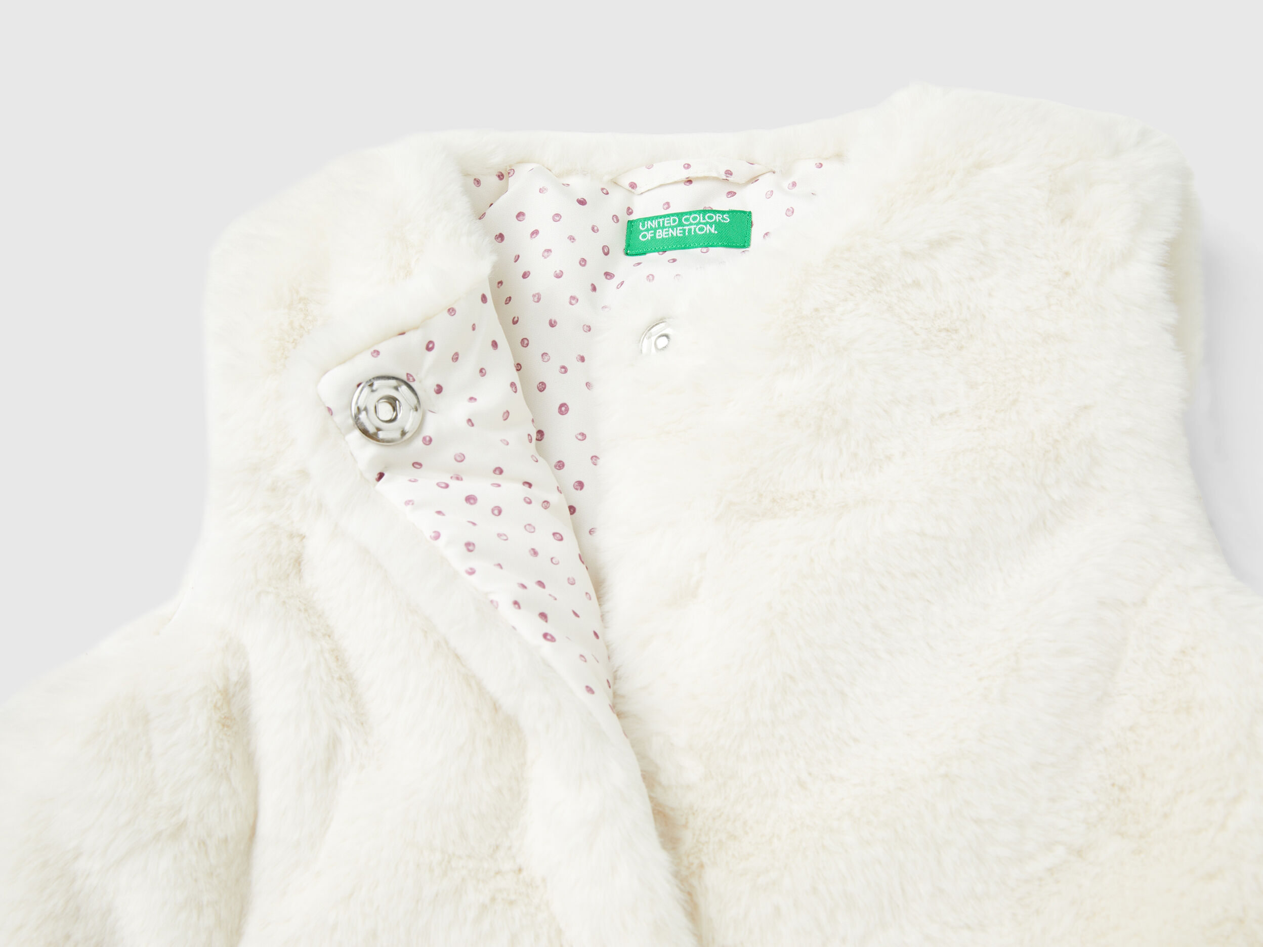 Faux fur vest - Creamy White | Benetton