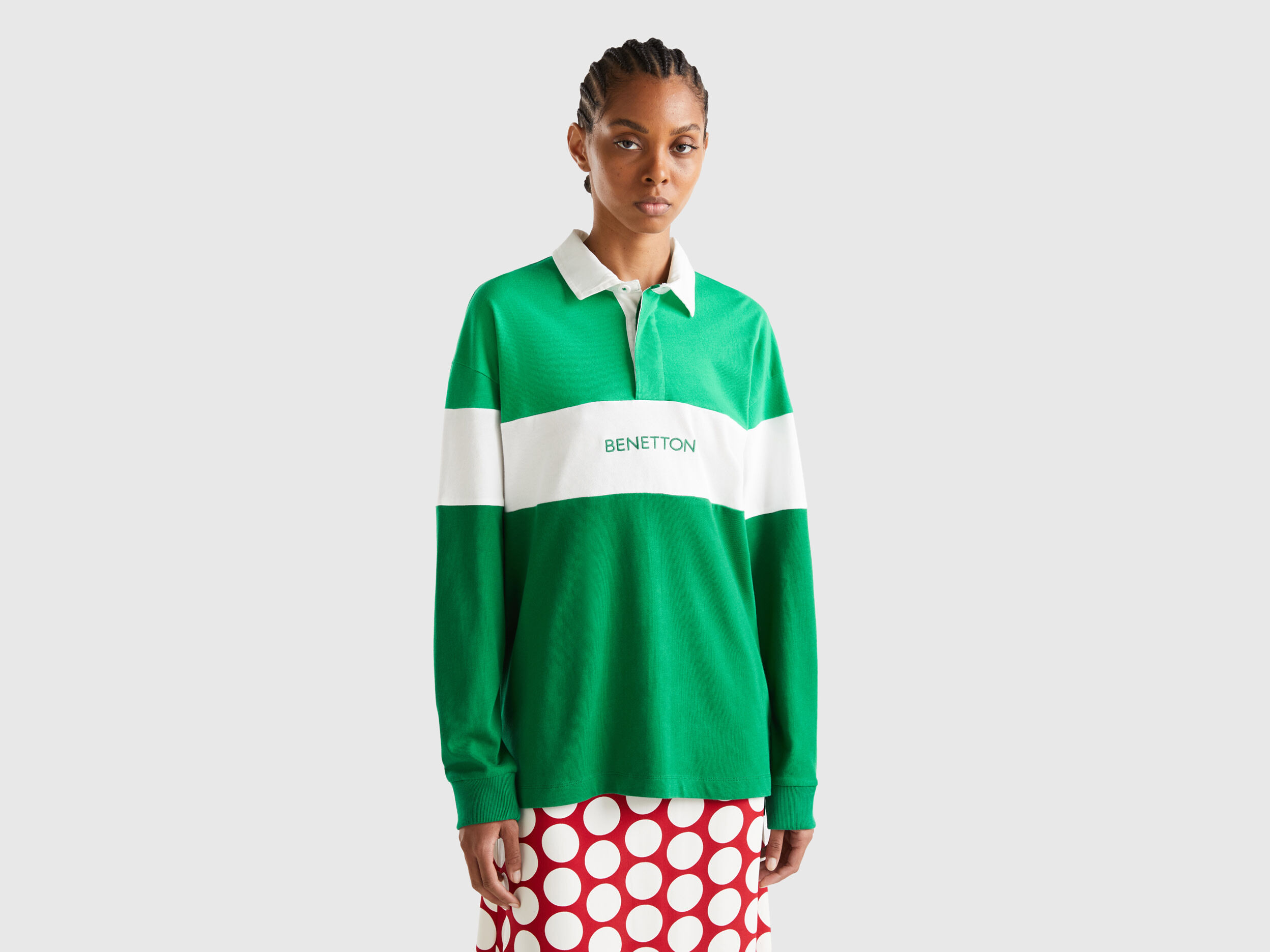 Green rugby style polo Green Benetton