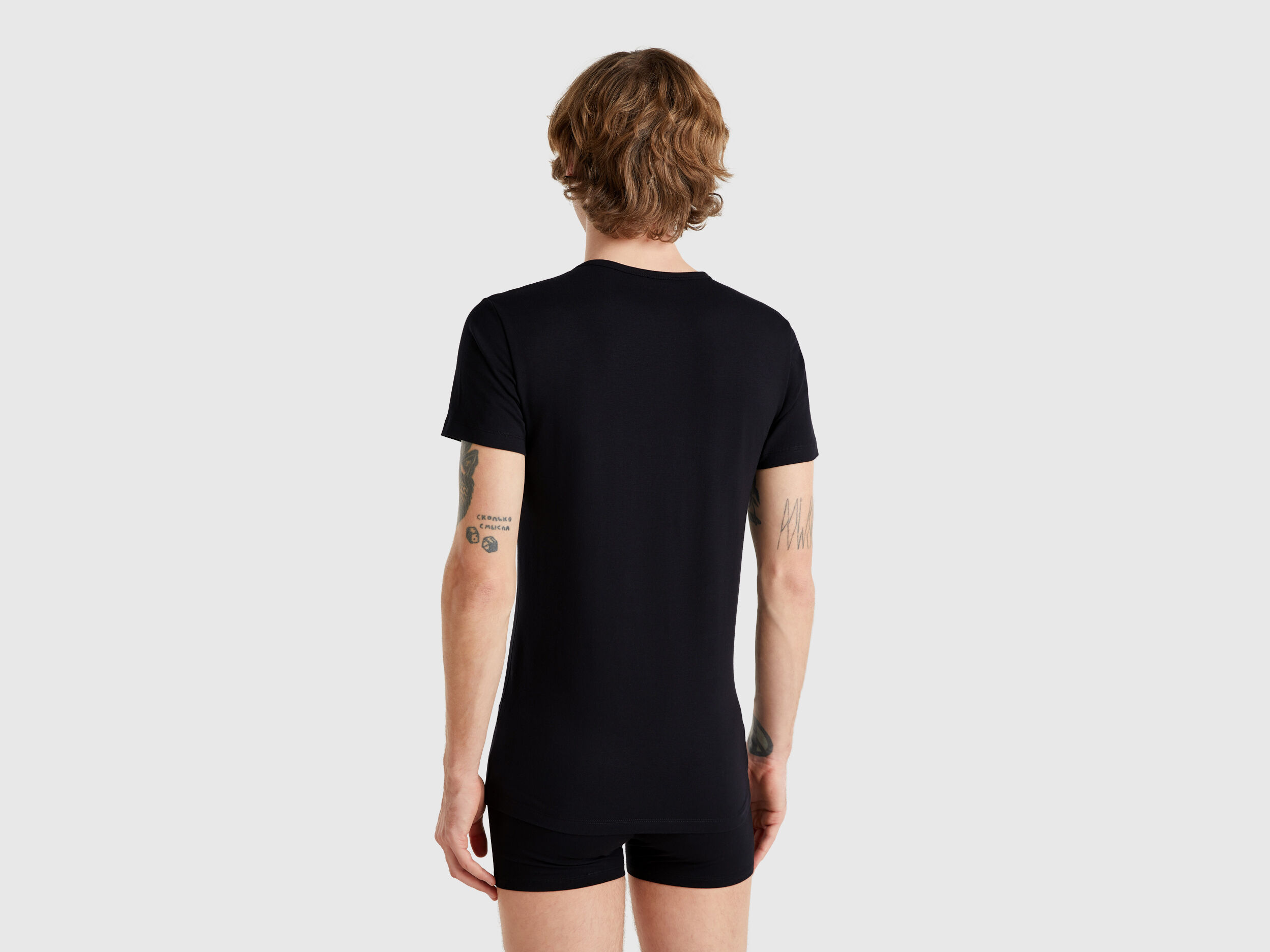グランドホールセール stretch Benetton | Black - t-shirt cotton Clothing