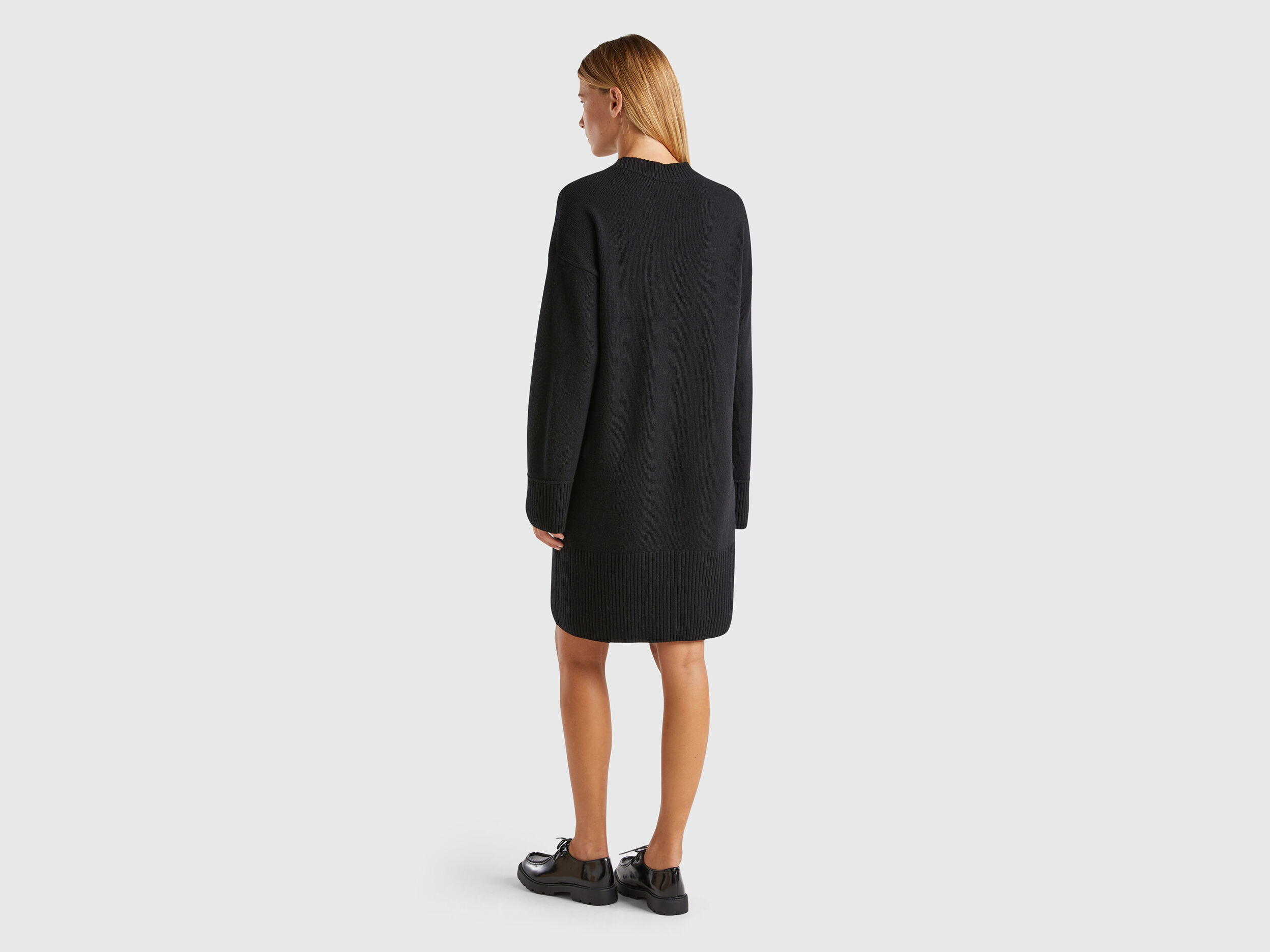 Turtleneck dress in wool blend Black Benetton