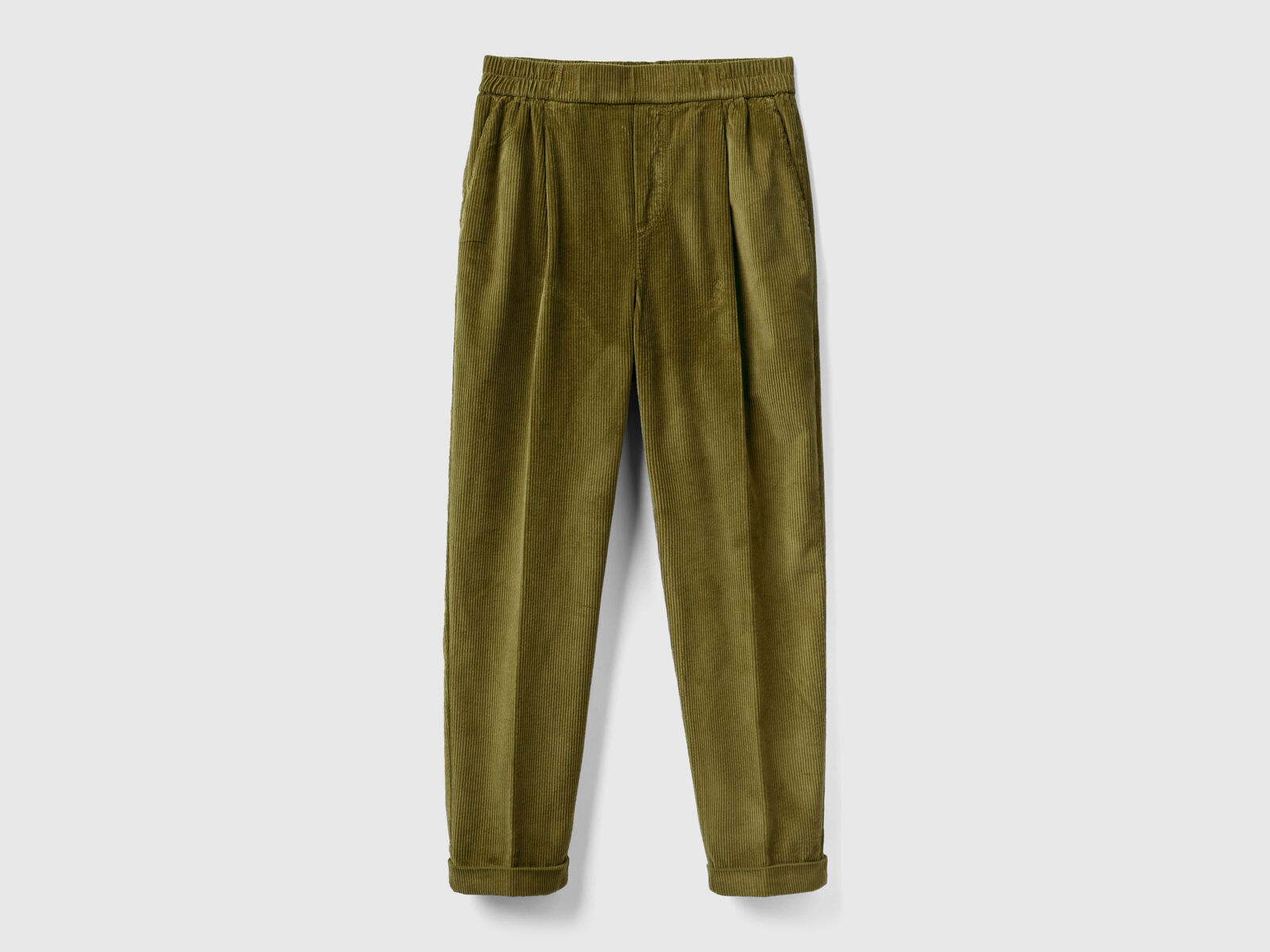 stretch Chinos Military Benetton in velvet with waist Green | -