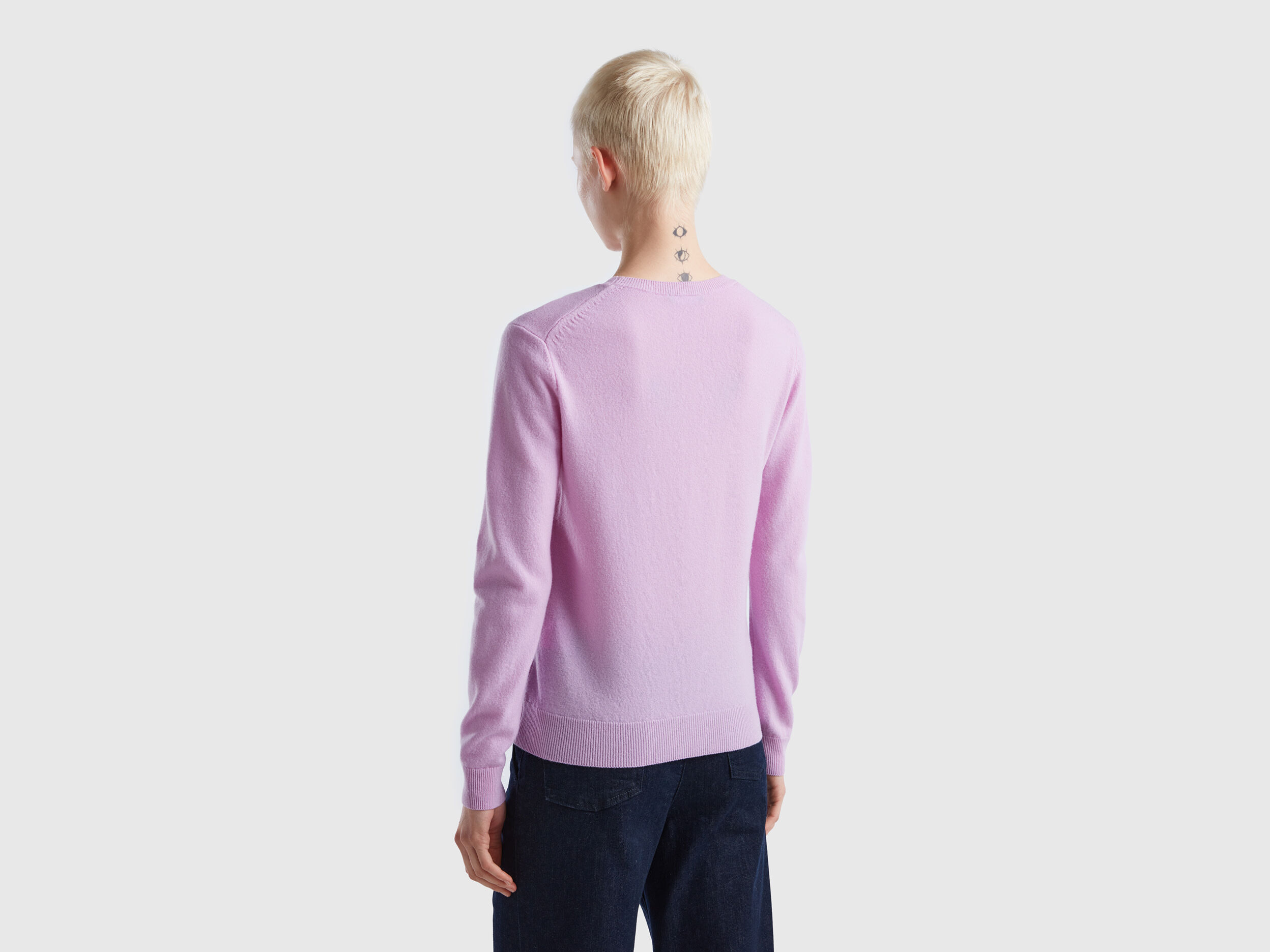 Lilac crew neck sweater in Merino wool Lilac Benetton