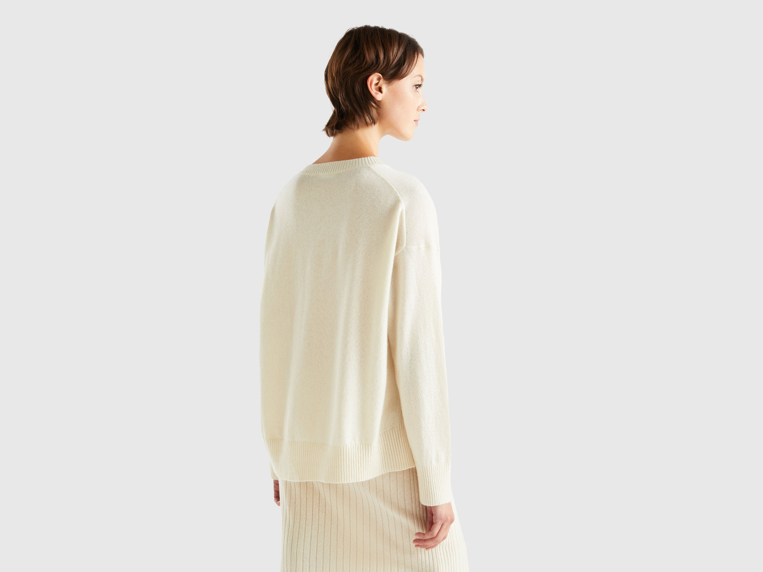Cream white sweater in 100 cashmere Creamy White Benetton