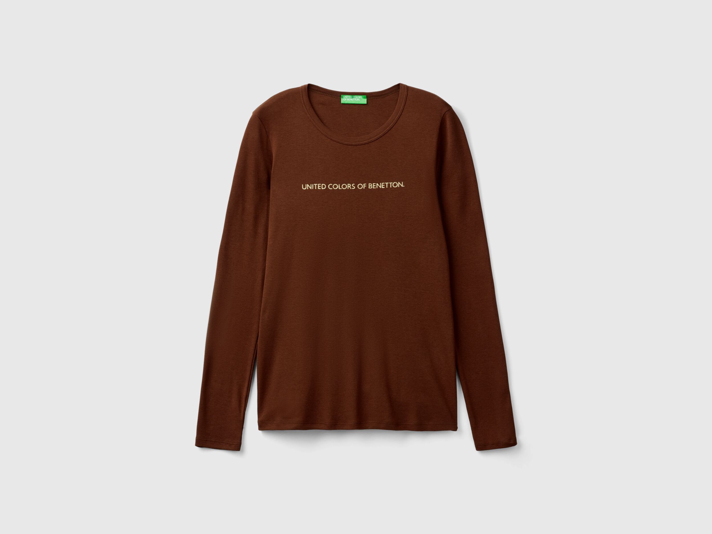 Benetton Brown Long Sleeve T Shirt in 100 Cotton Brown Women
