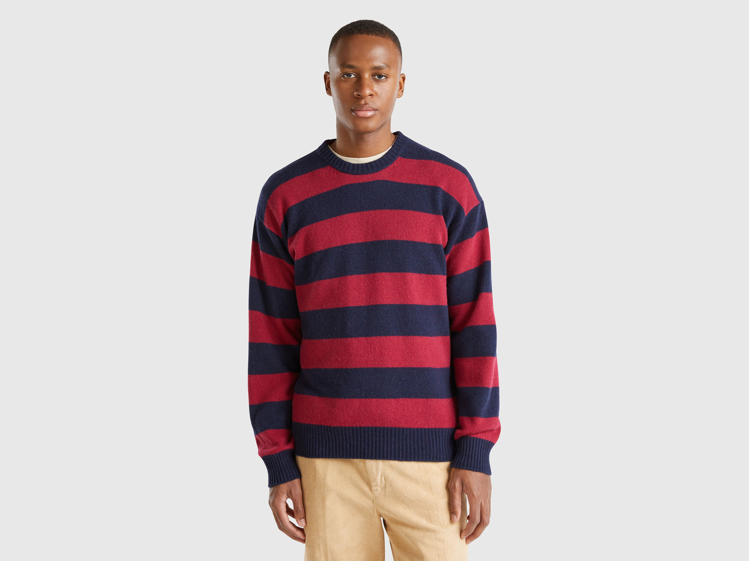Navy and red striped sweater shop