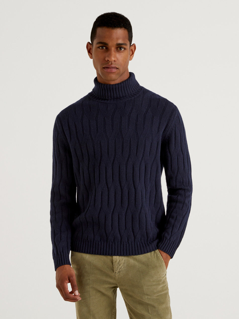 Malo Cashmere Cable-knit Turtleneck Sweater in Grey for Men Mens Clothing Sweaters and knitwear Turtlenecks 