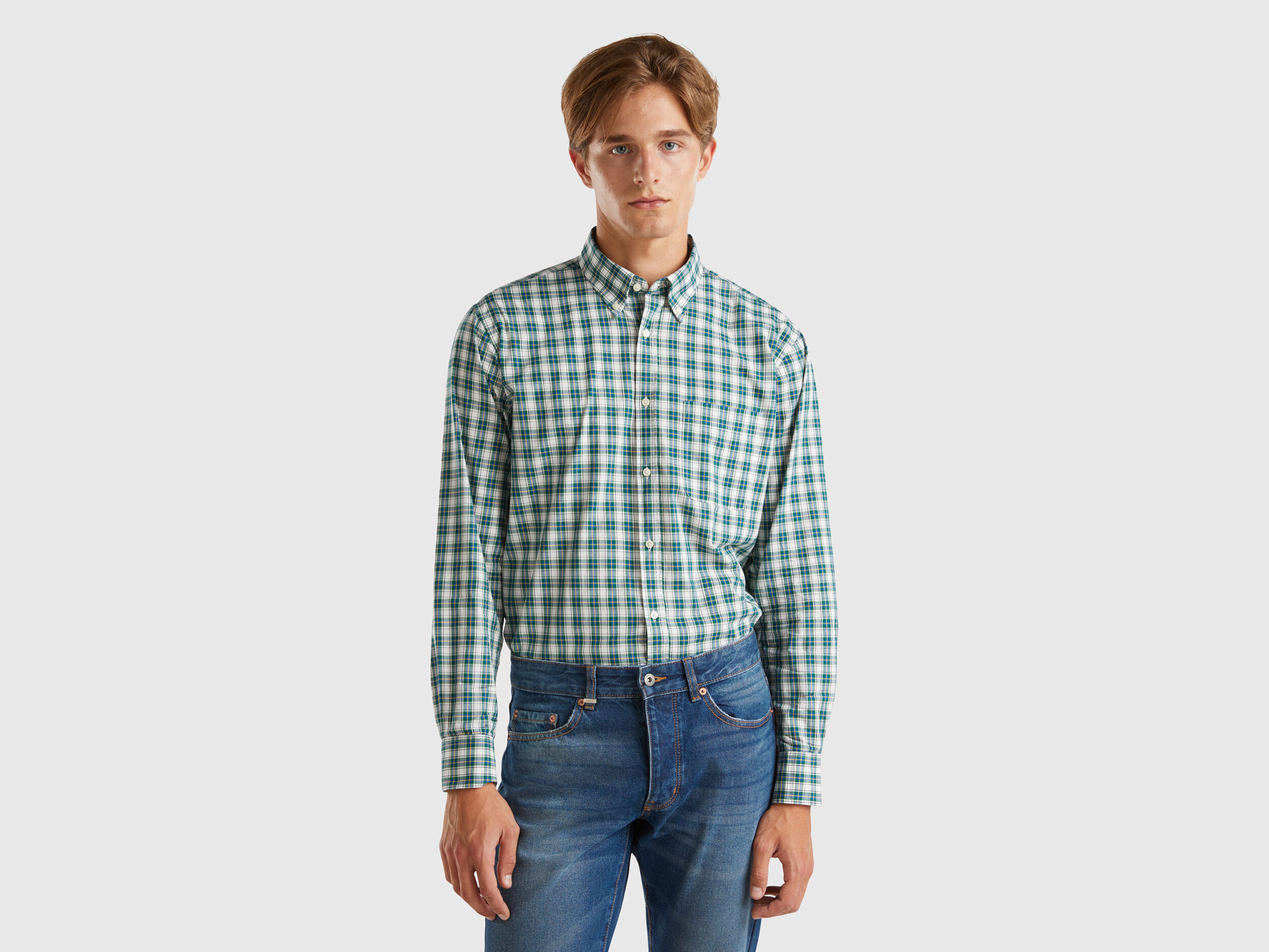 Check button-down shirt